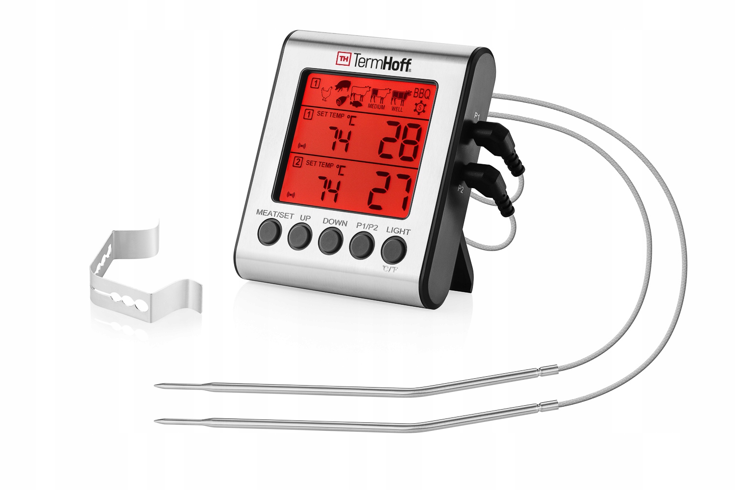 Levně Teploměr Do Udírny Kuchyňský gril 2x Sonda TermHoff THS-06