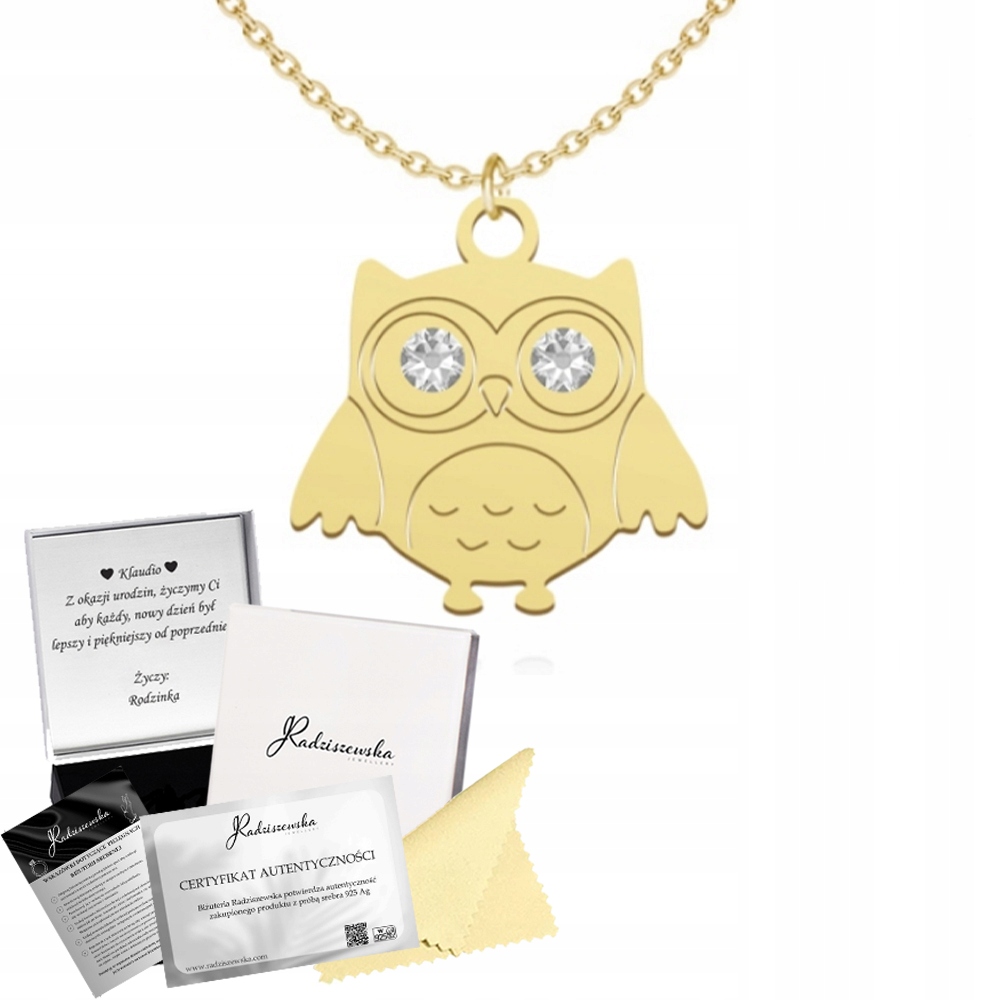 Zlatý Náhrdelník Se Sovou Řetízek Dárek Stříbro 925 Přání Bonus