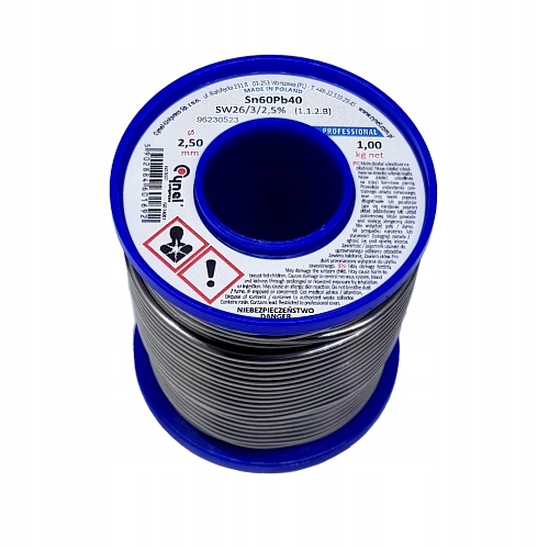 2.5mm 1kg Sn60Pb40 cyna z topnikiem Cynel
