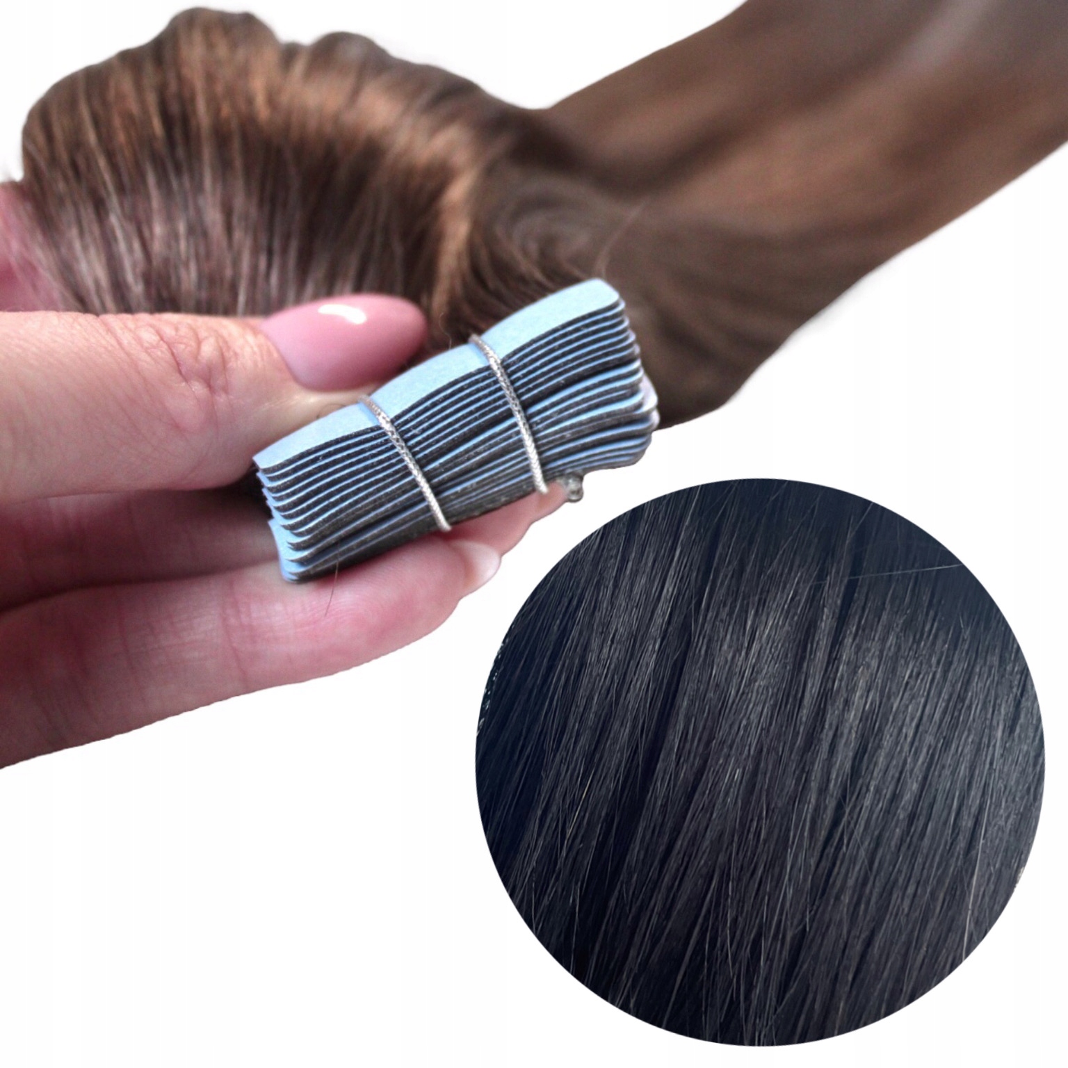 20 Ks 50CM Tapeon Sendvičová metoda Přírodní Vlasy