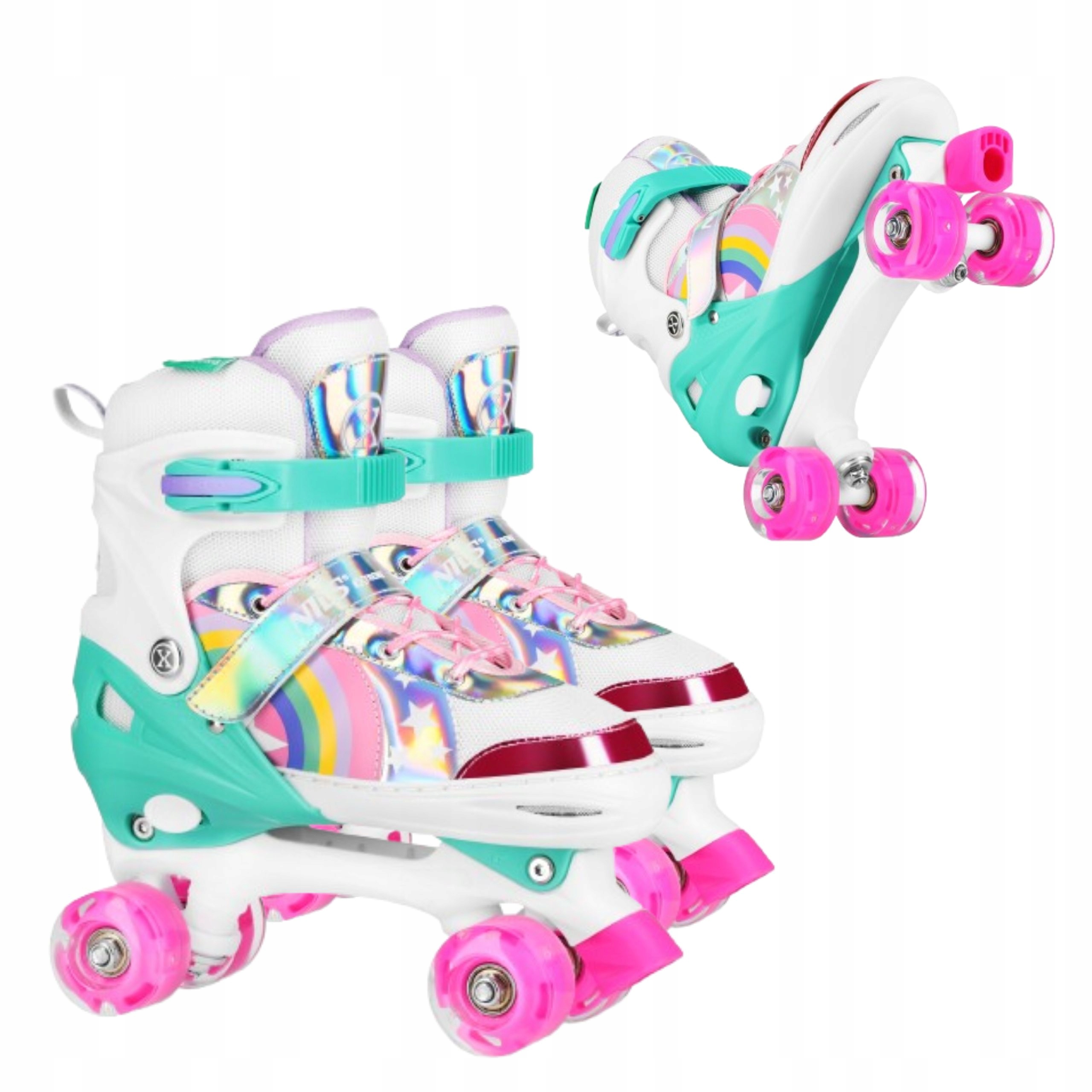 Kolečkové Brusle nastavitelné pro dívku, svítící Led kolečka vel. 39-41 Nils Extreme