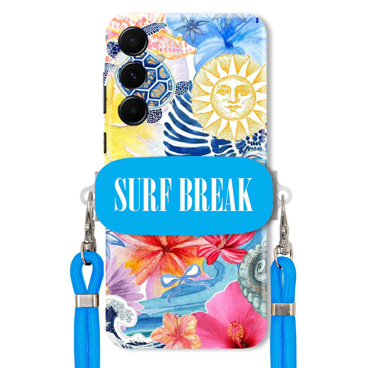 Pouzdro pro Samsung A55 5G Crossbody vodítko modré držák Surf Break Dovolená