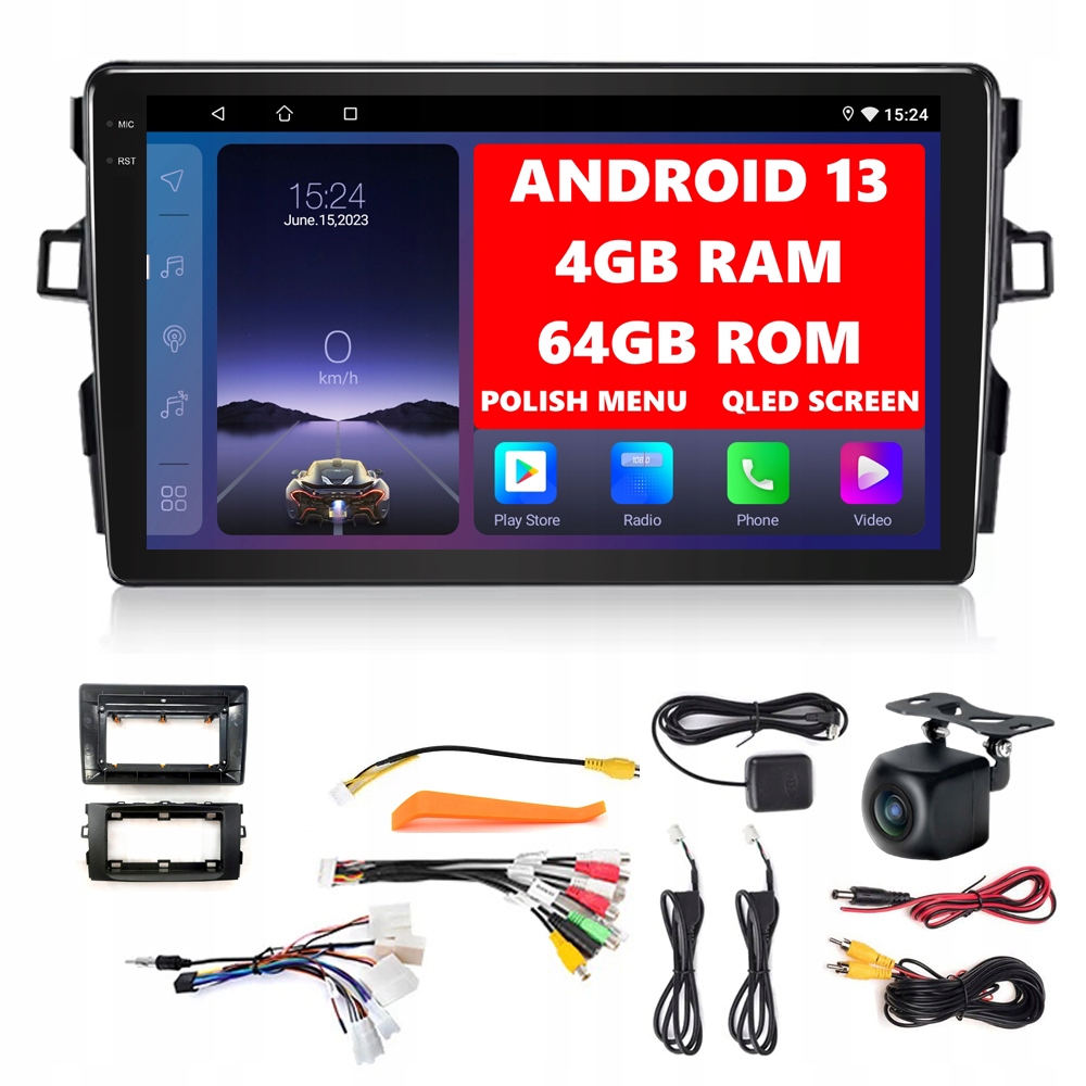 Autorádio S Android 13 Toyota Auris I 2006-2012 Android Auto Carplay Bt 4GB/64GB