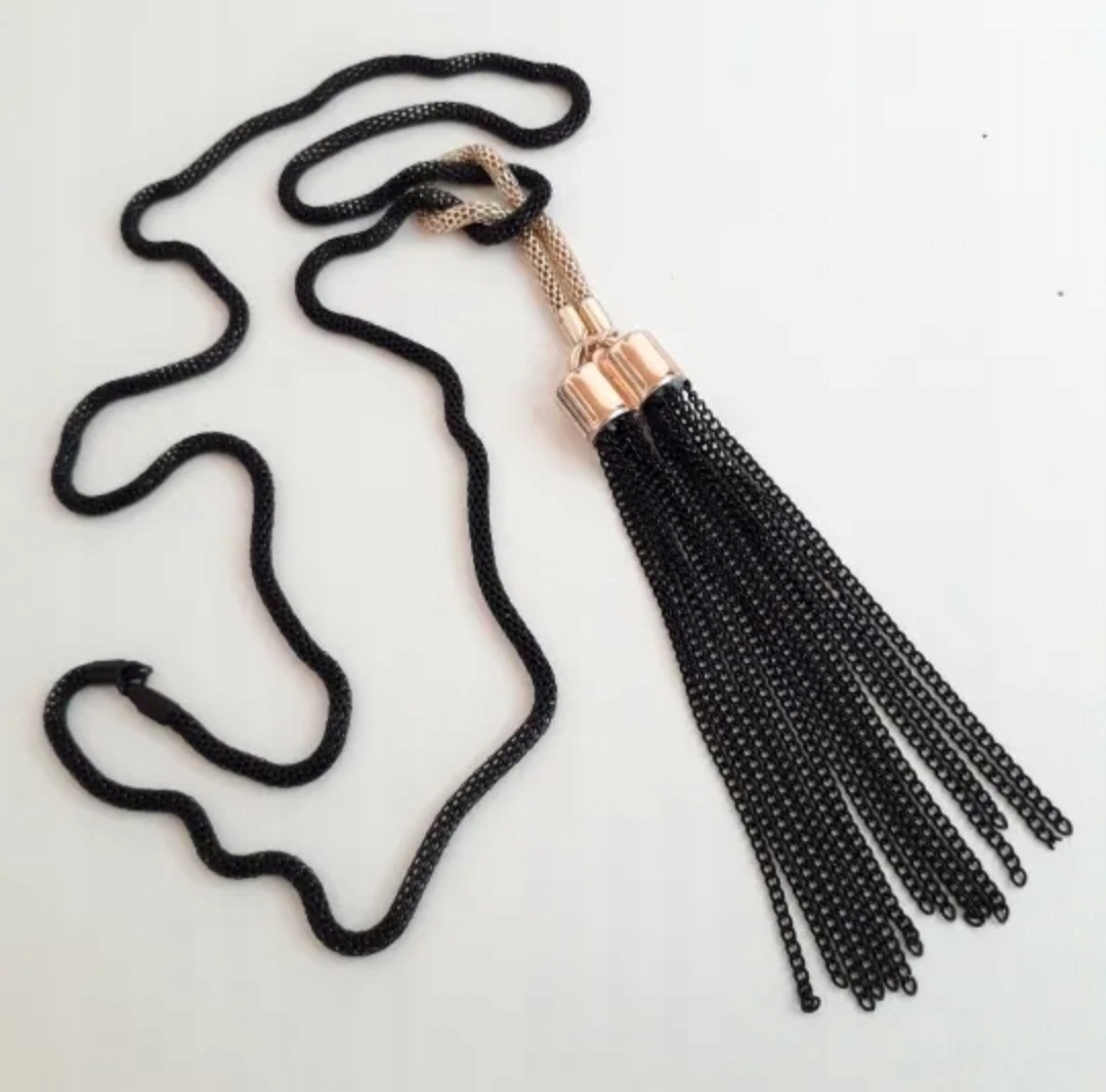 DŁUGI NASZYJNIK ŁAŃCUSZKI CZARNY ZŁOTY 2W1 WISIOREK PREZENT EAN (GTIN) 6955701438659