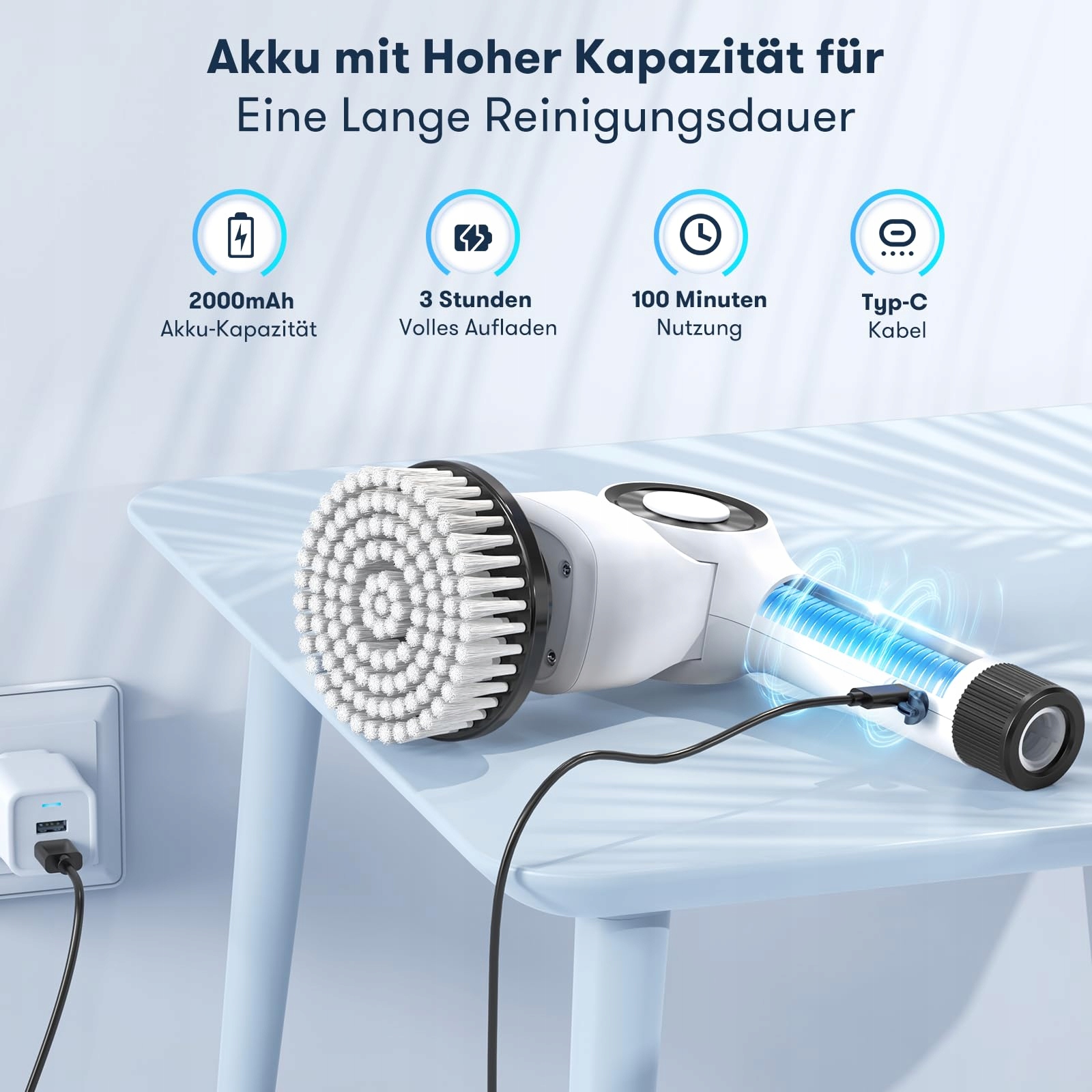 UYTHUMIDID Elektryczna Szczotka Czyszcząca Bezprzewodowa 7 Głowic — miniatura 6