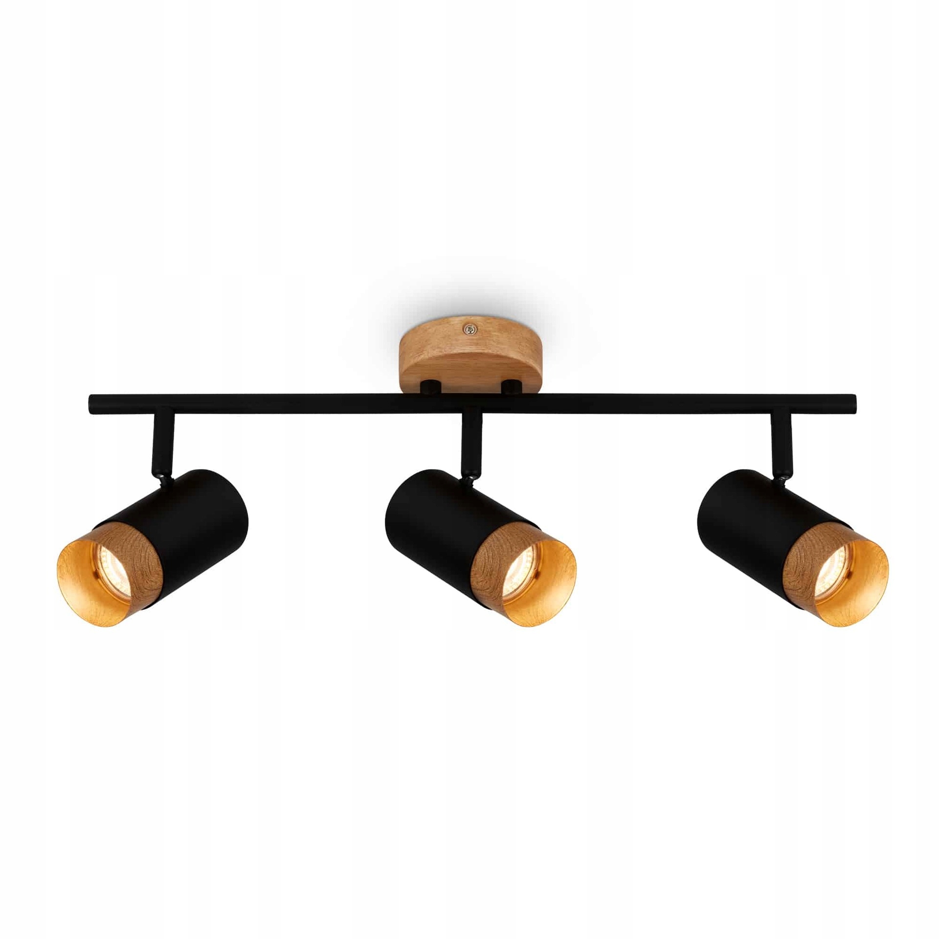 Briloner Spot 3x GU10 černé stropní svítidlo s dekorem dřeva, 47 cm