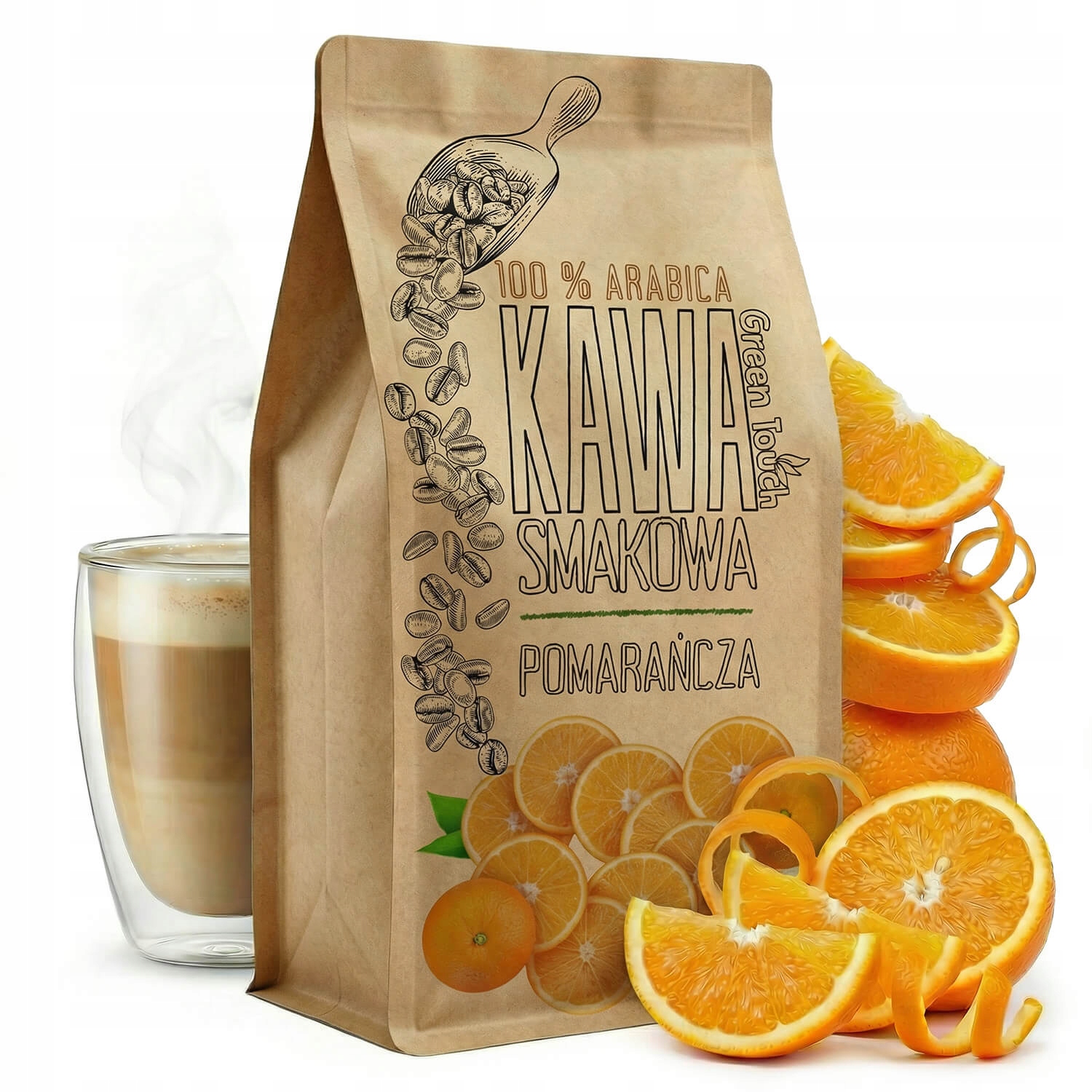 Káva Zrnková chuť Pomerančová šťavnatá pomeranč 1 kg Green Touch