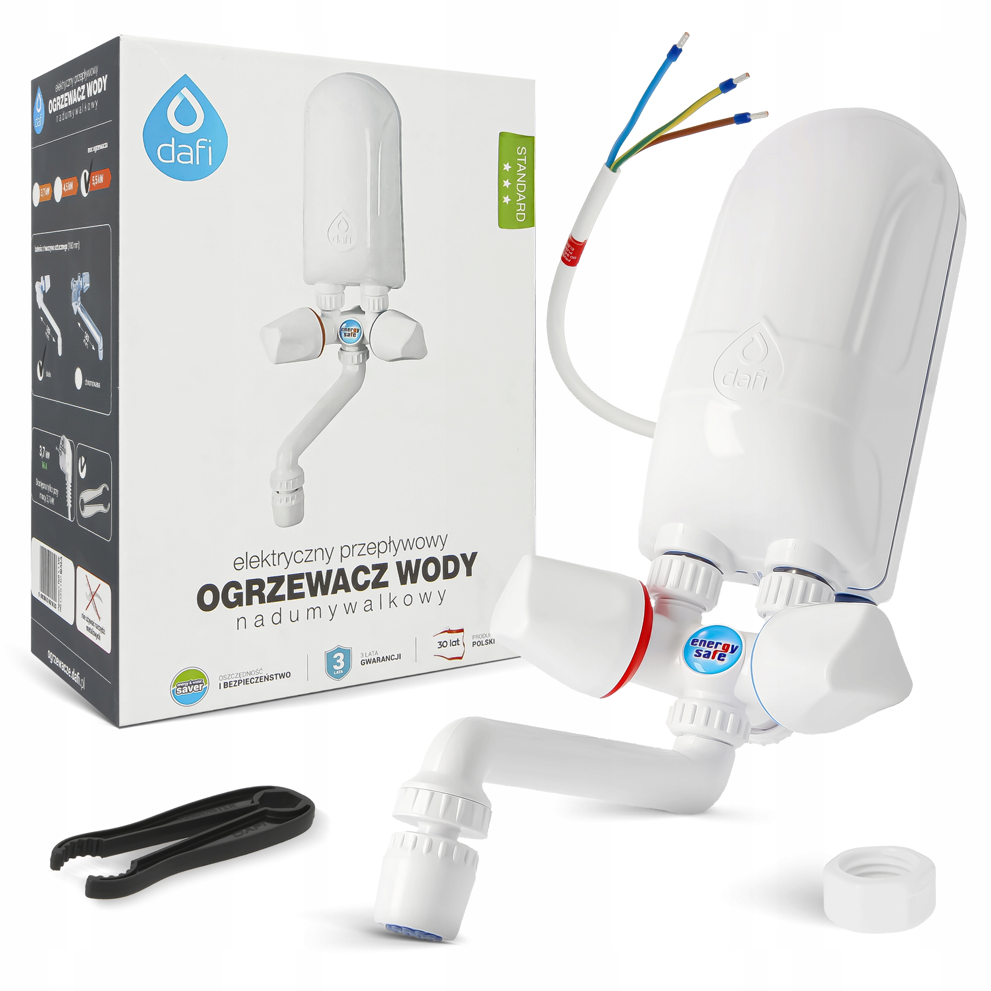 Prietokový ohrievač vody 230V 5,5 kW Elektrický ohrievač Batéria D 3Q