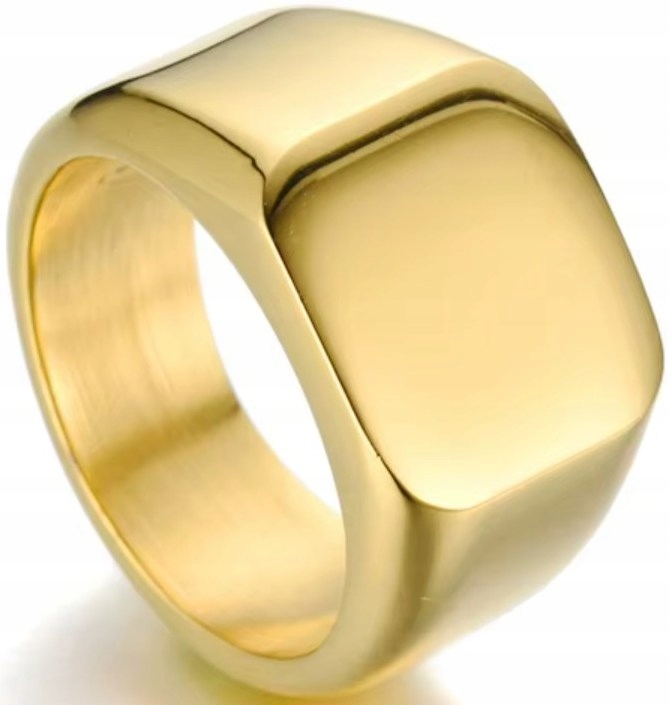 Zlatý Signet Elegantní Luxusní Leštěný na Zrcadlo Ocel