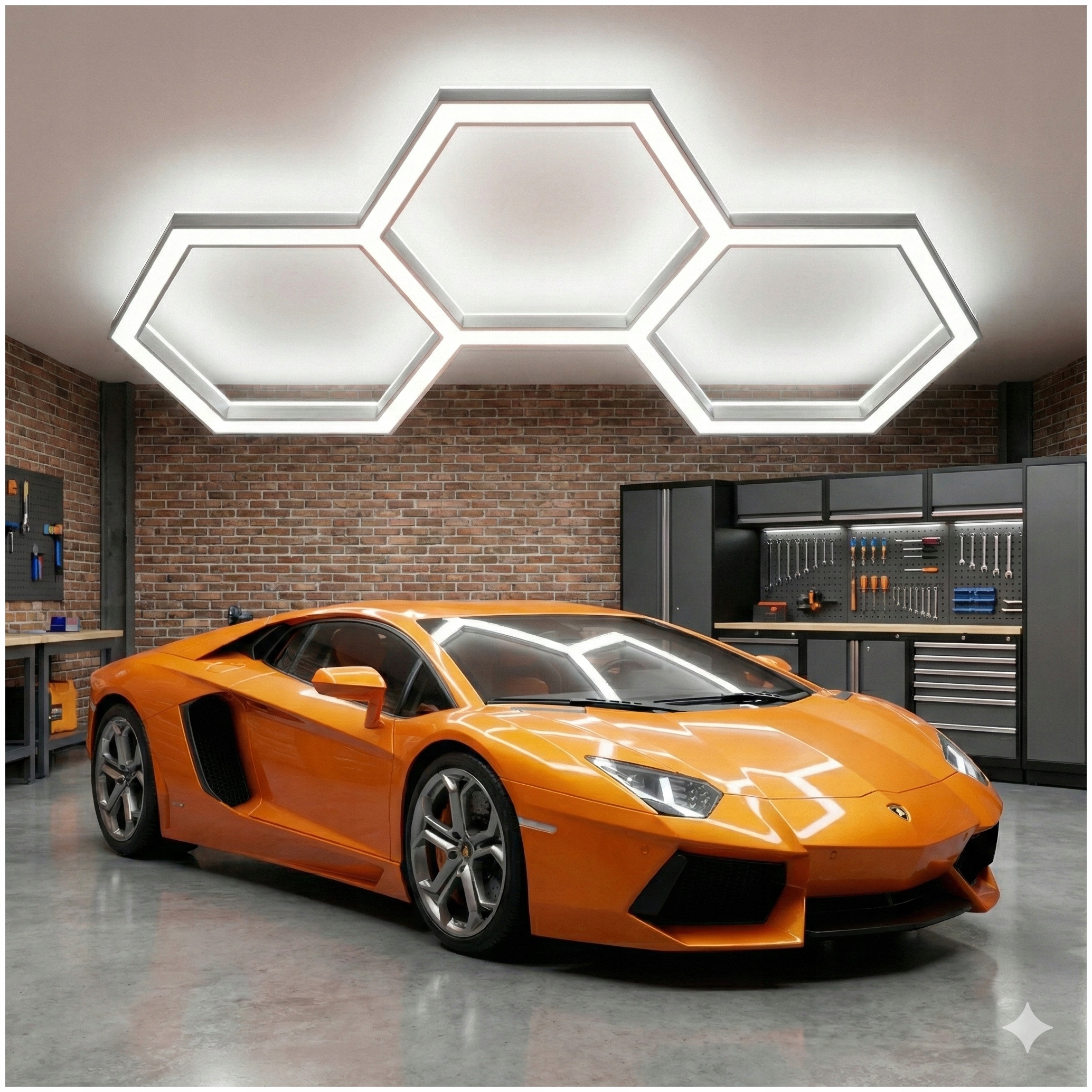 Led stropní lampa Hexagon Panel Osvětlení Dílna Garáž Dům 247x98 cm