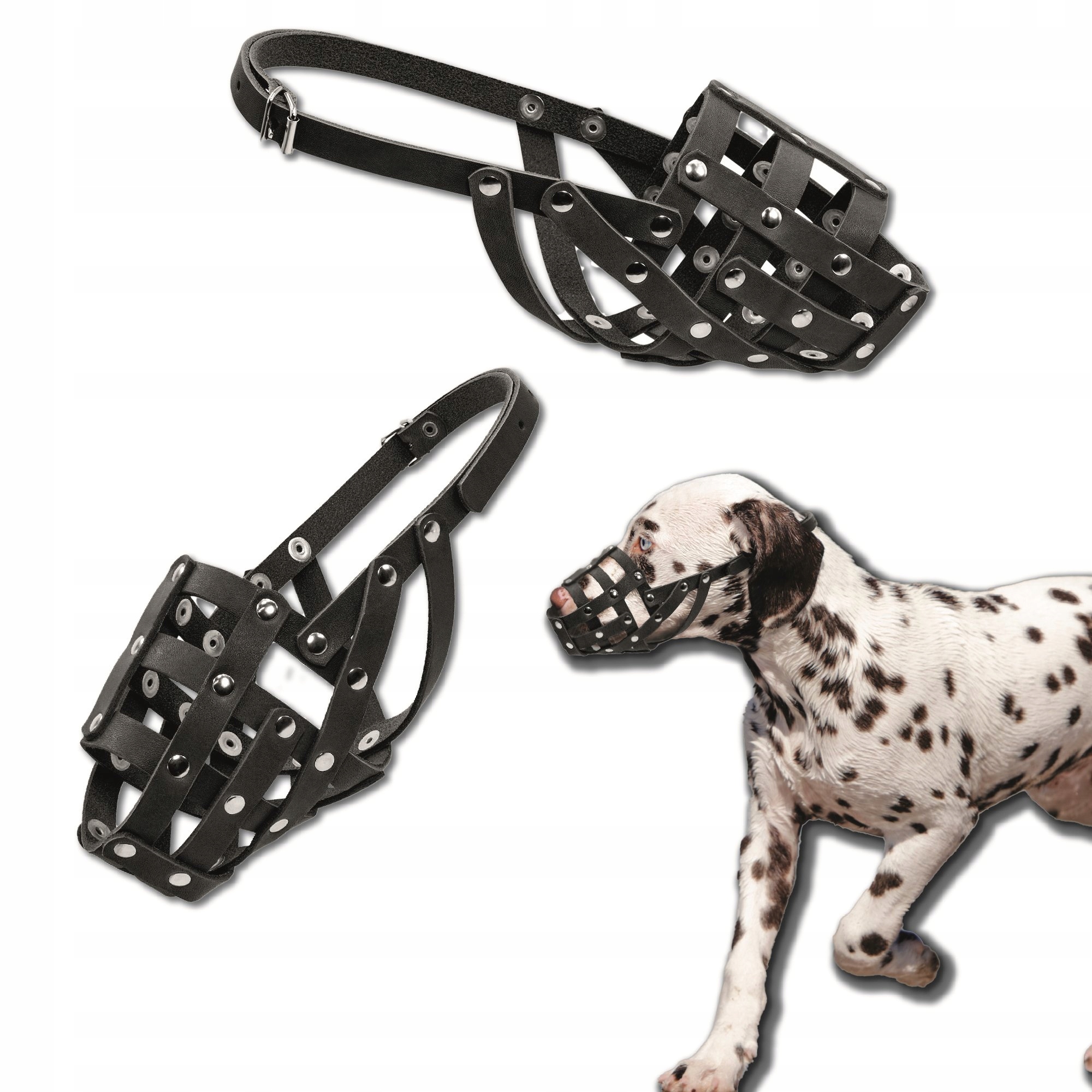 Levně Kožený náhubek pro psy, barva černá, velikost S