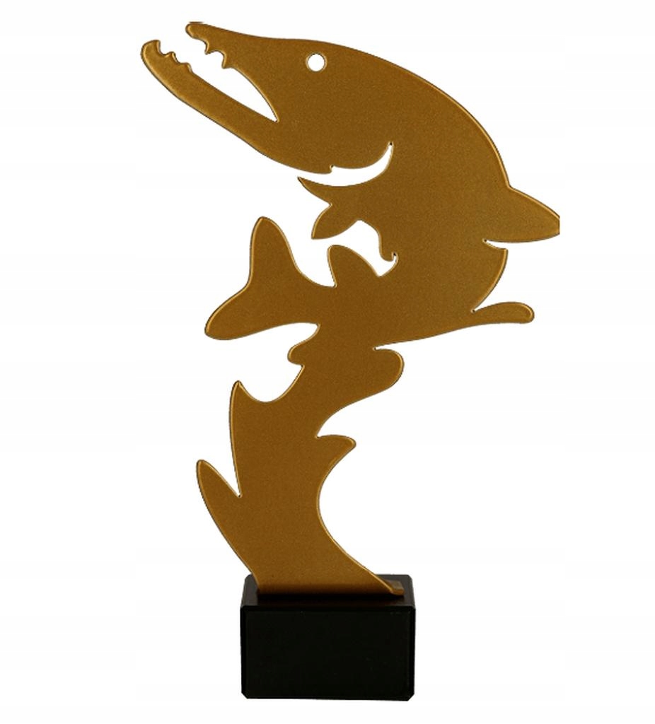 Statuetka metalowa szczupak ryba 21cm+opis