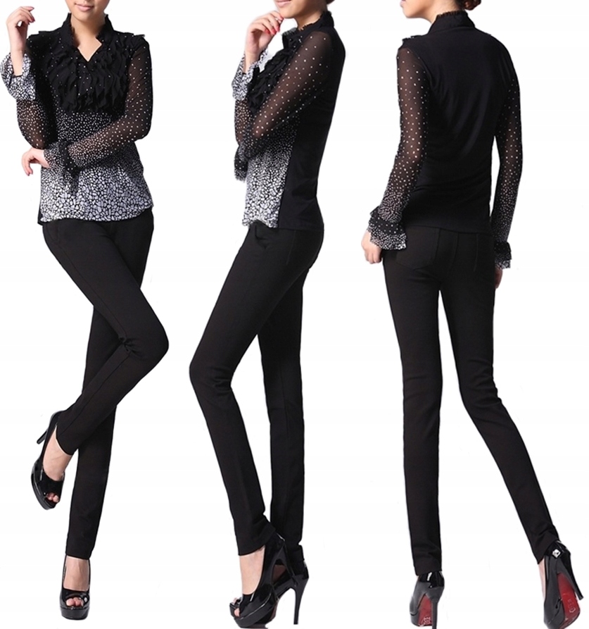 

Markowe Czarne Spodnie Legginsy Kieszenie Pl XL