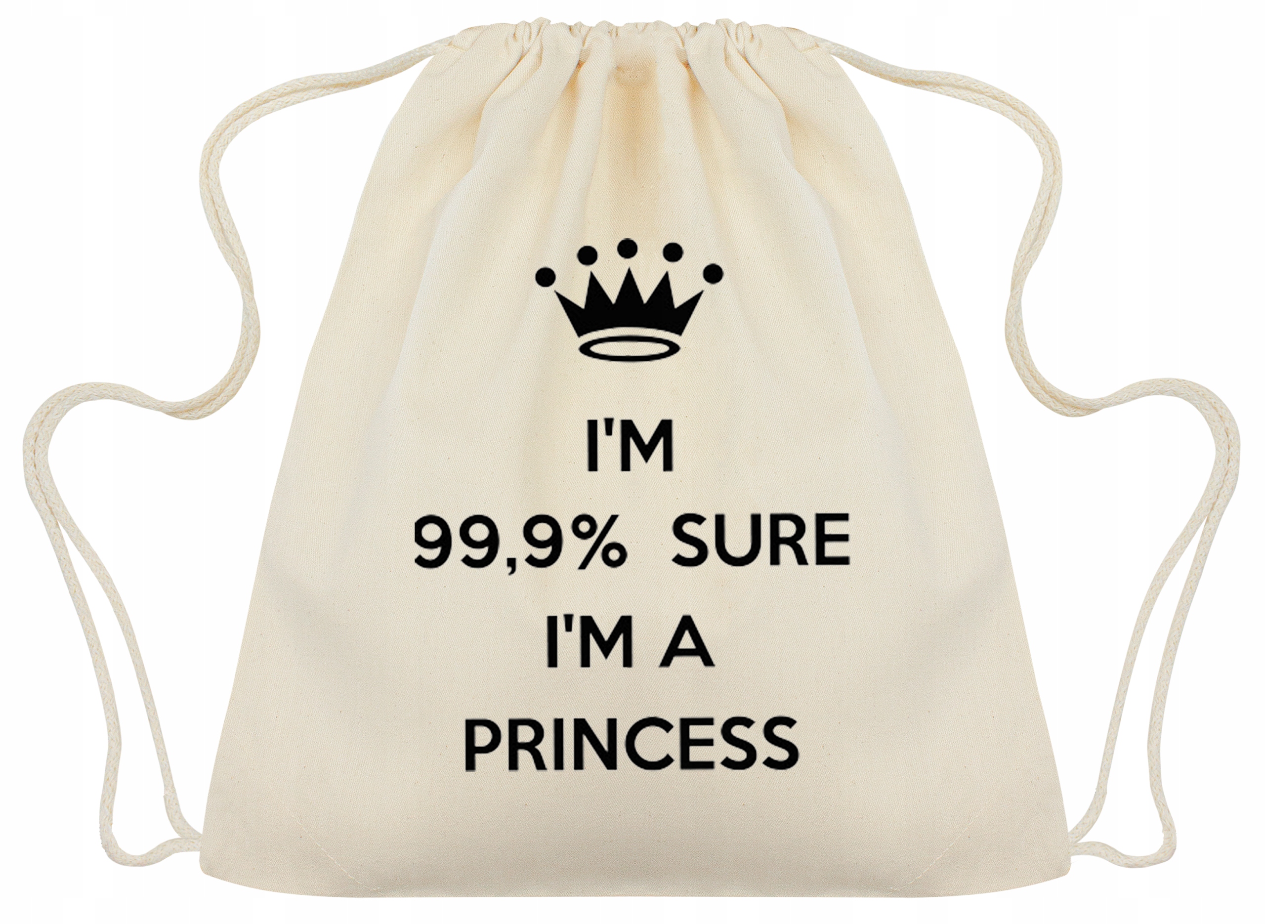 Plecak BAWEŁNIANY 34x40 ecru 145g NADRUK princess