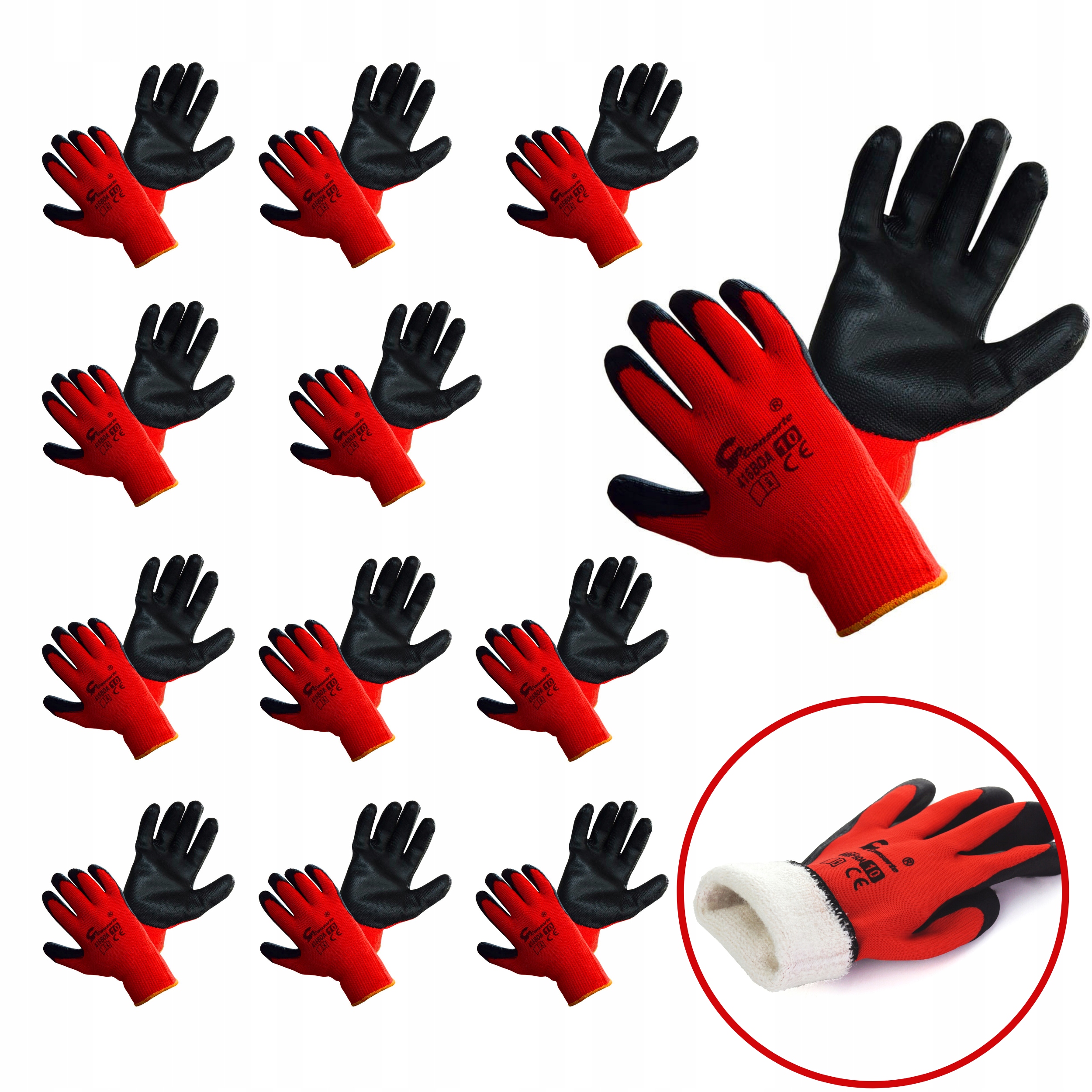 12x зимние теплые рабочие перчатки R. 10 компл.