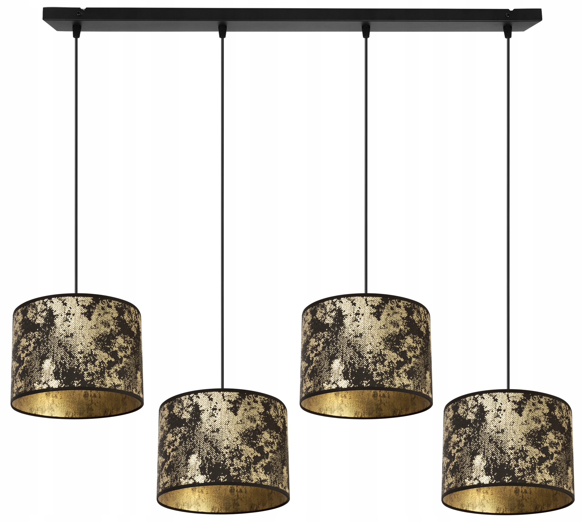 Závesná Stropná Lampa Luster S Glamour Zlatým Tienidlom Moderná Lišta