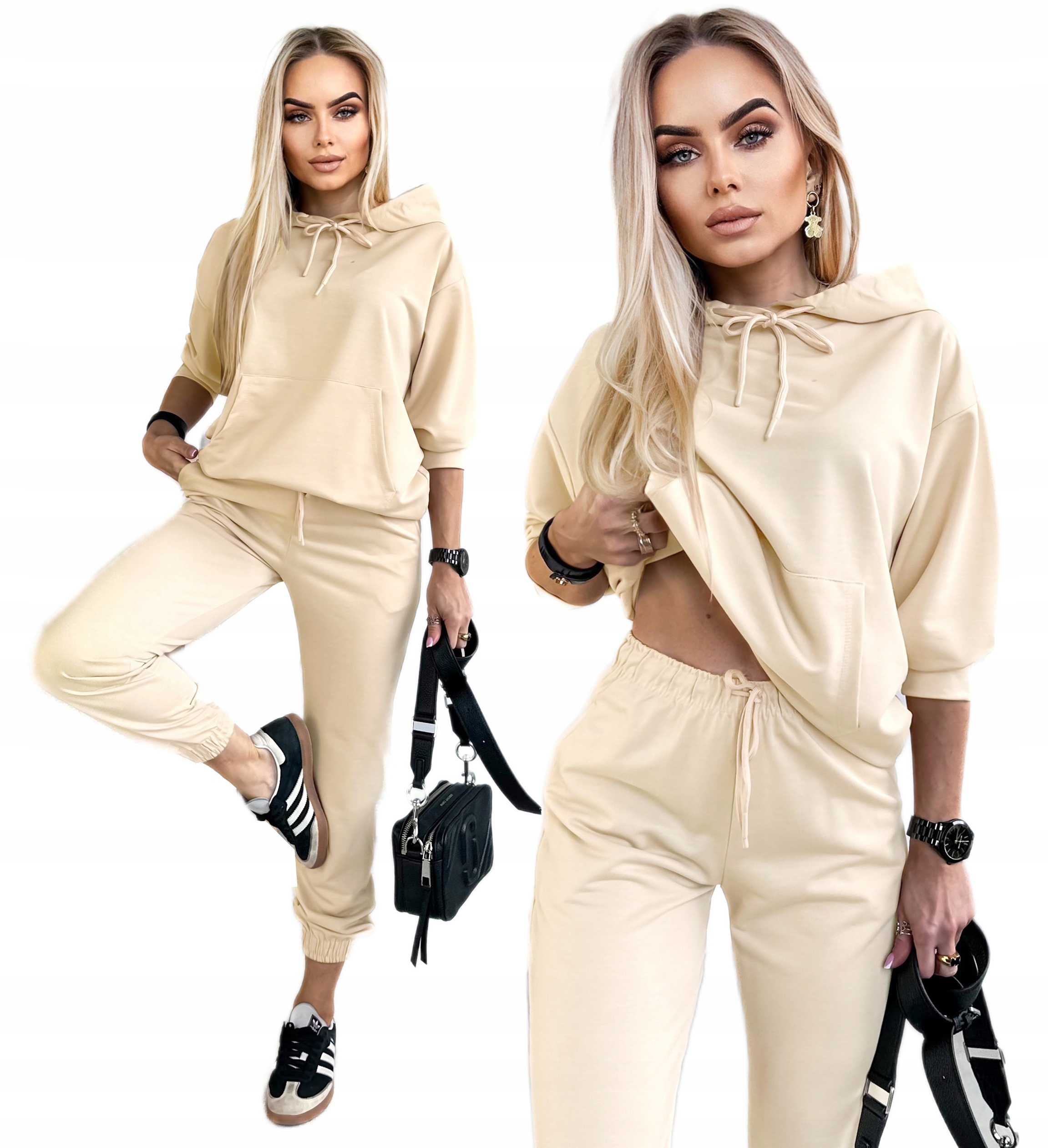Dres damski sportowy Komplet Dresowy bluza kangurka spodnie M Zina