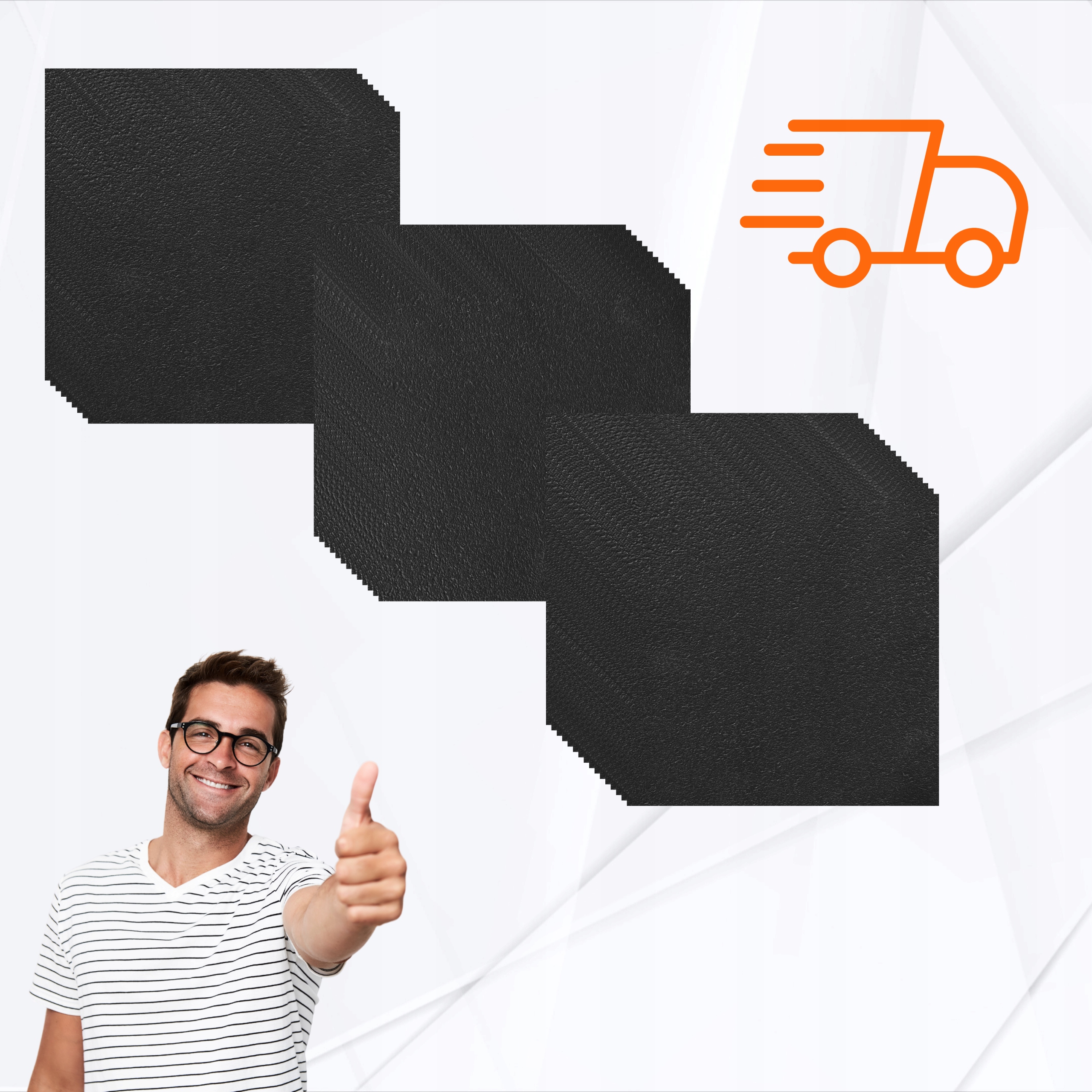 Płytki Winylowe Samoprzylepne 5m² CZARNE KARO Kafle KARO Wodoodporne Długość 30.48 cm