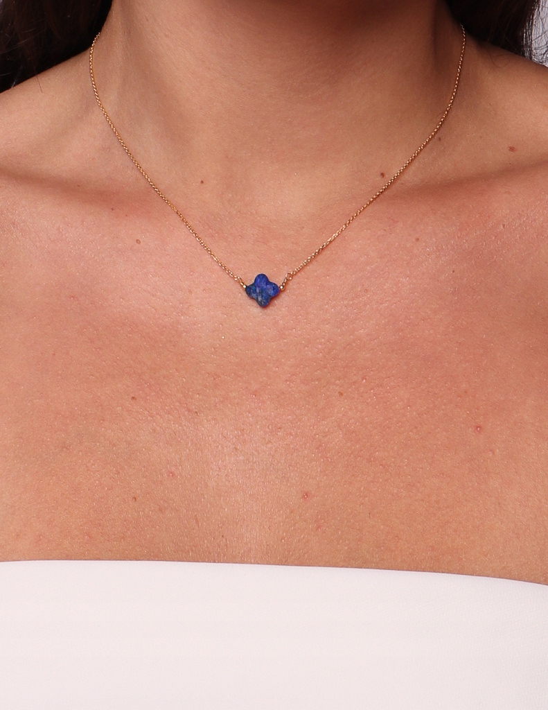 Řetízek pozlacený jetel lapis lazuli
