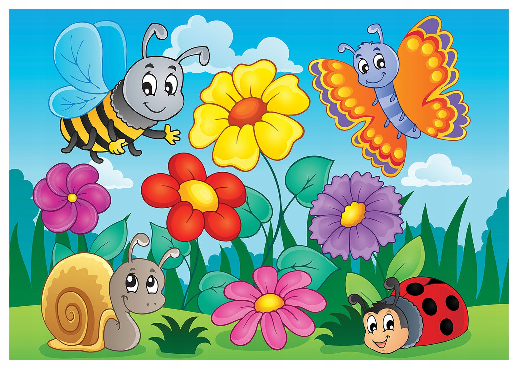 Fototapeta Deti Motýľ kvety slniečko včela vinylová 416x254 lepidlo