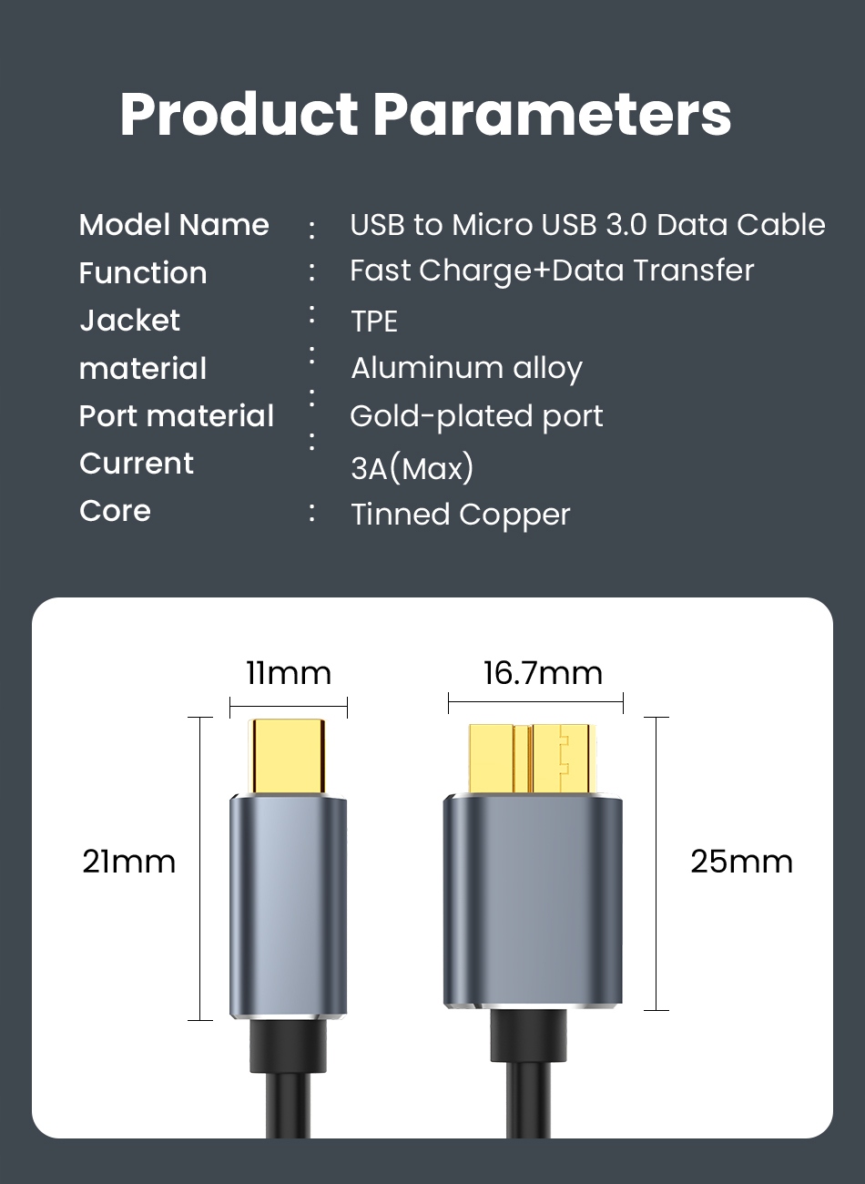 KABEL USB C USB 3.0 TYP C DO DYSKU MICRO B ZEWNETRZNEGO SAMSUNG SSD 2m EAN (GTIN) 6944597027429