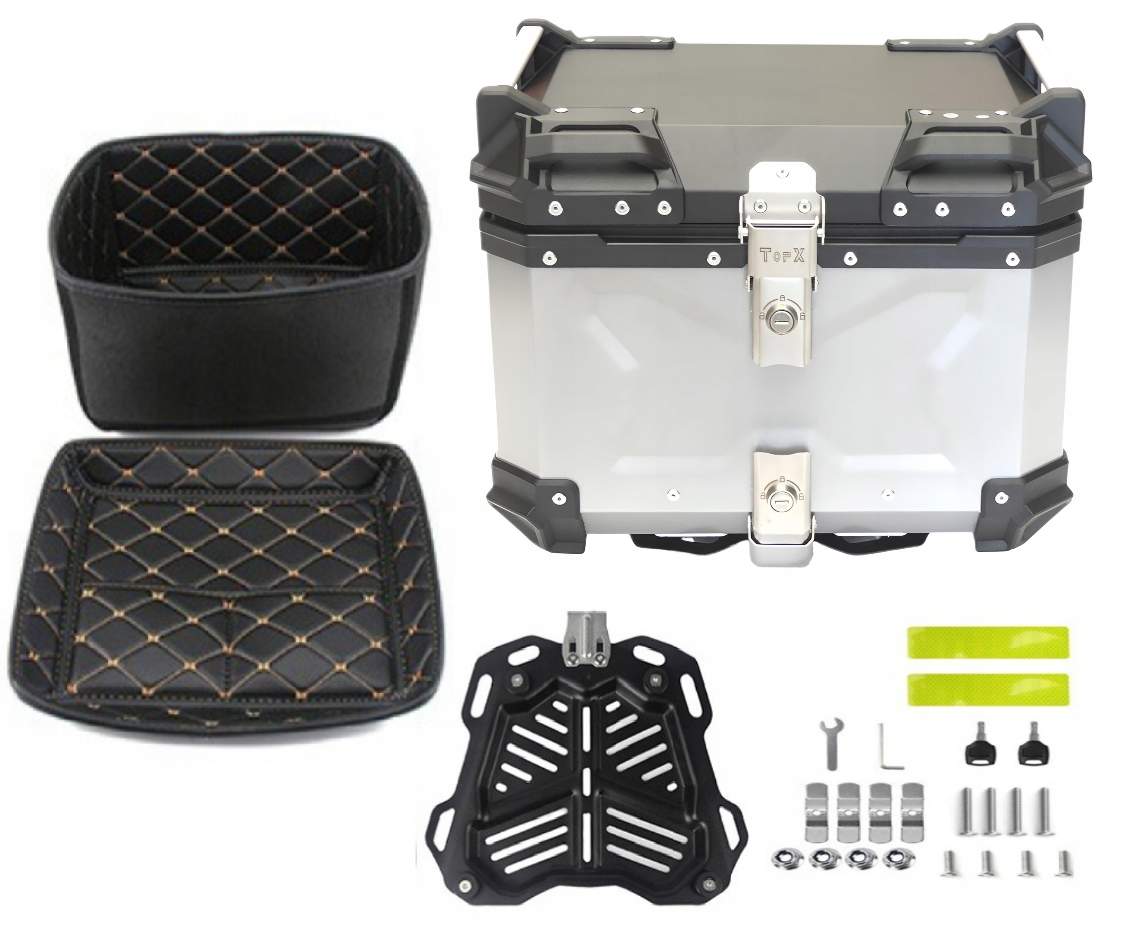 x Kufer motocyklowy 45L centralny aluminiowy Płyta Wyściółka TopX