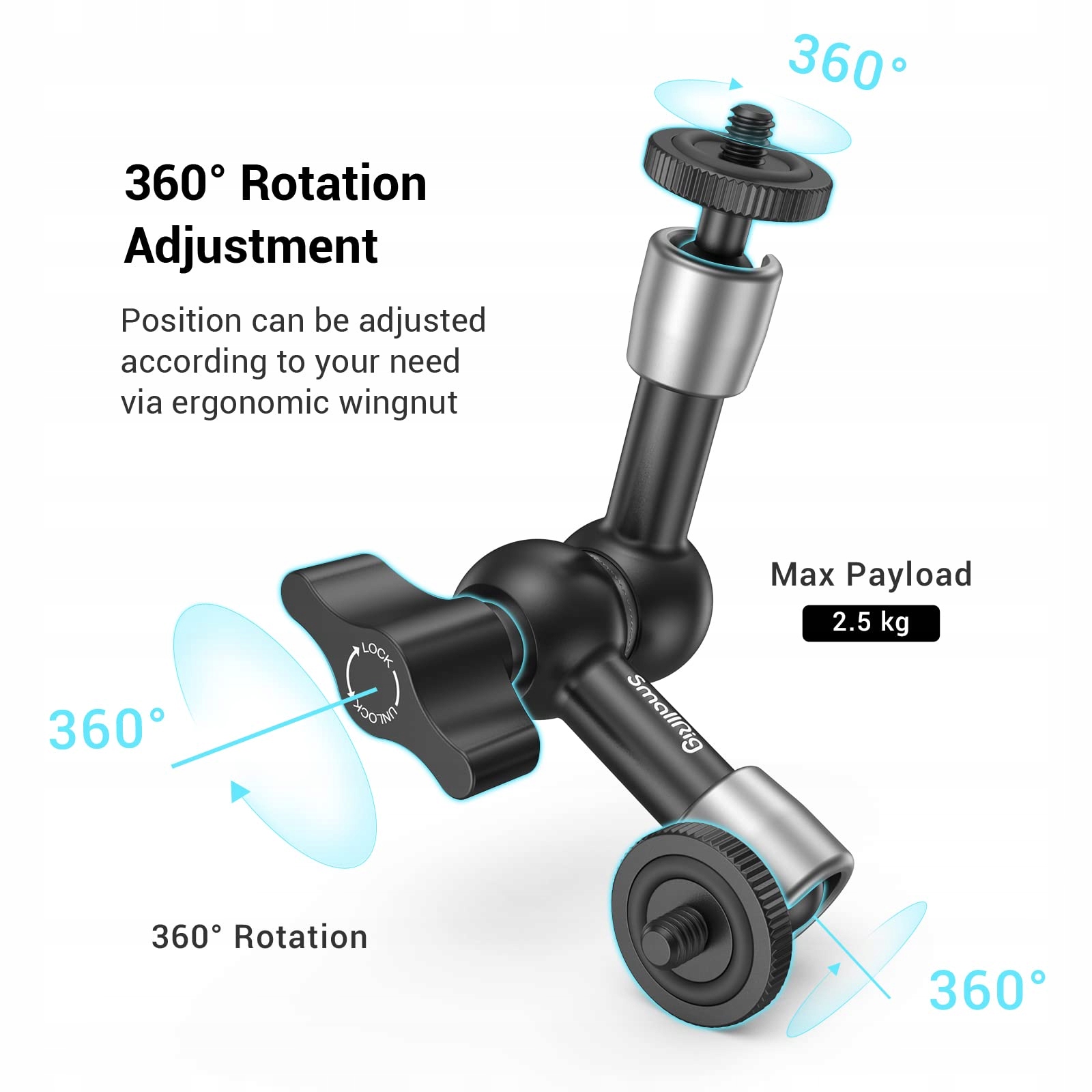 SMALLRIG Magic Arm 5 Cal Z Super Zaciskiem Do Monitora LED Lampy — miniatura 3
