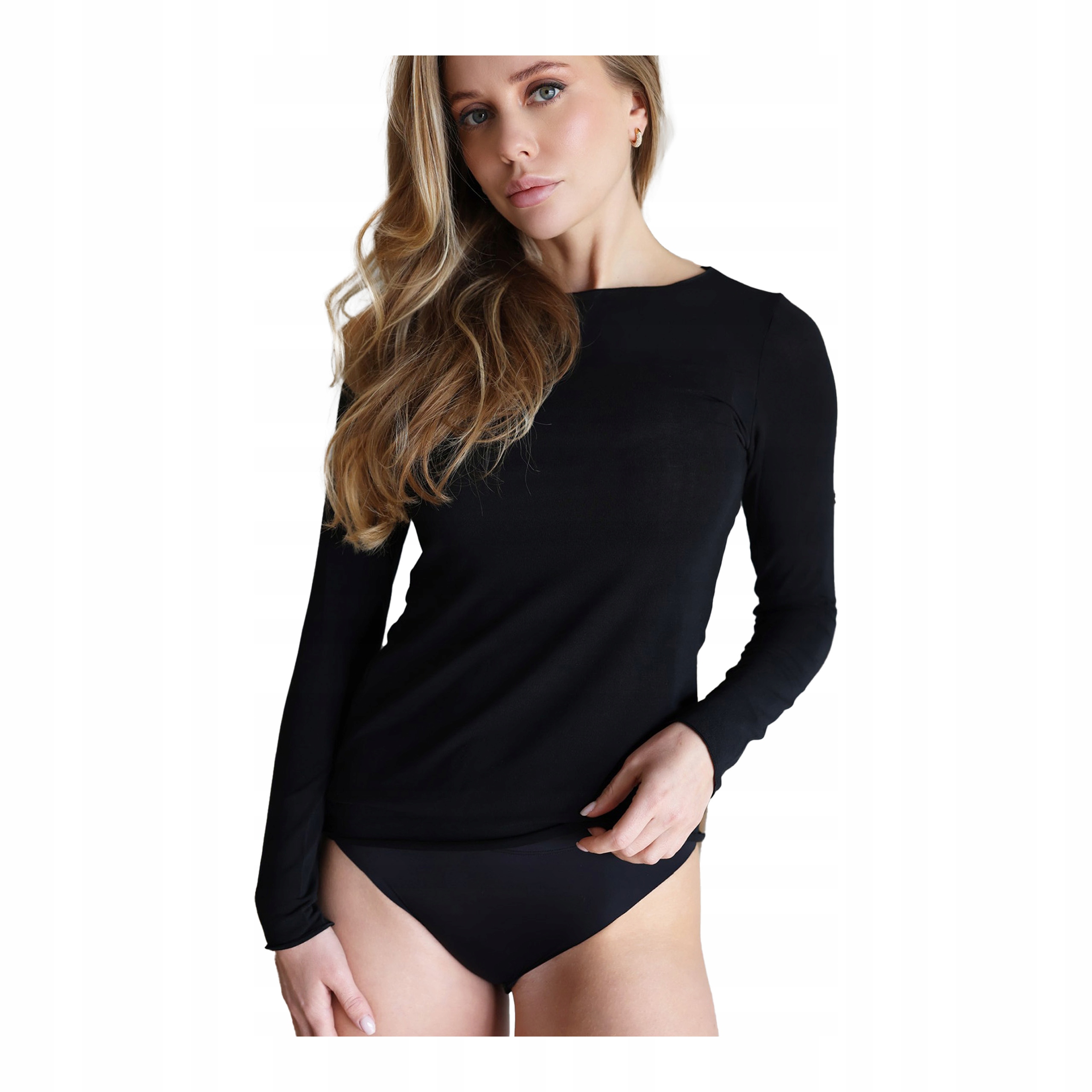 Dámská halenka s dlouhým rukávem ultralight kašmír modal tenká Kleo XL