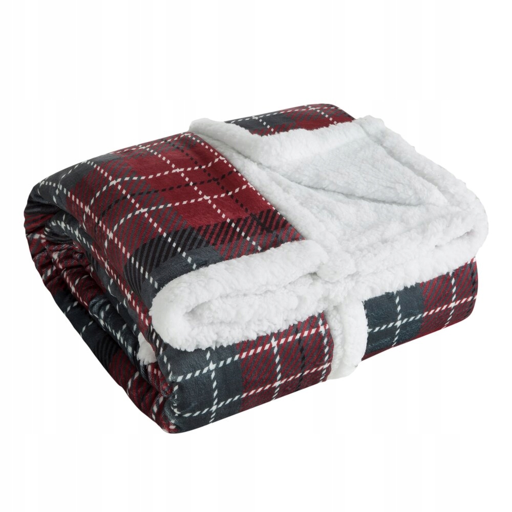 Vánoční deka KOC18 150x200 Eurofirany tmavě zelená, červená, oboustranná