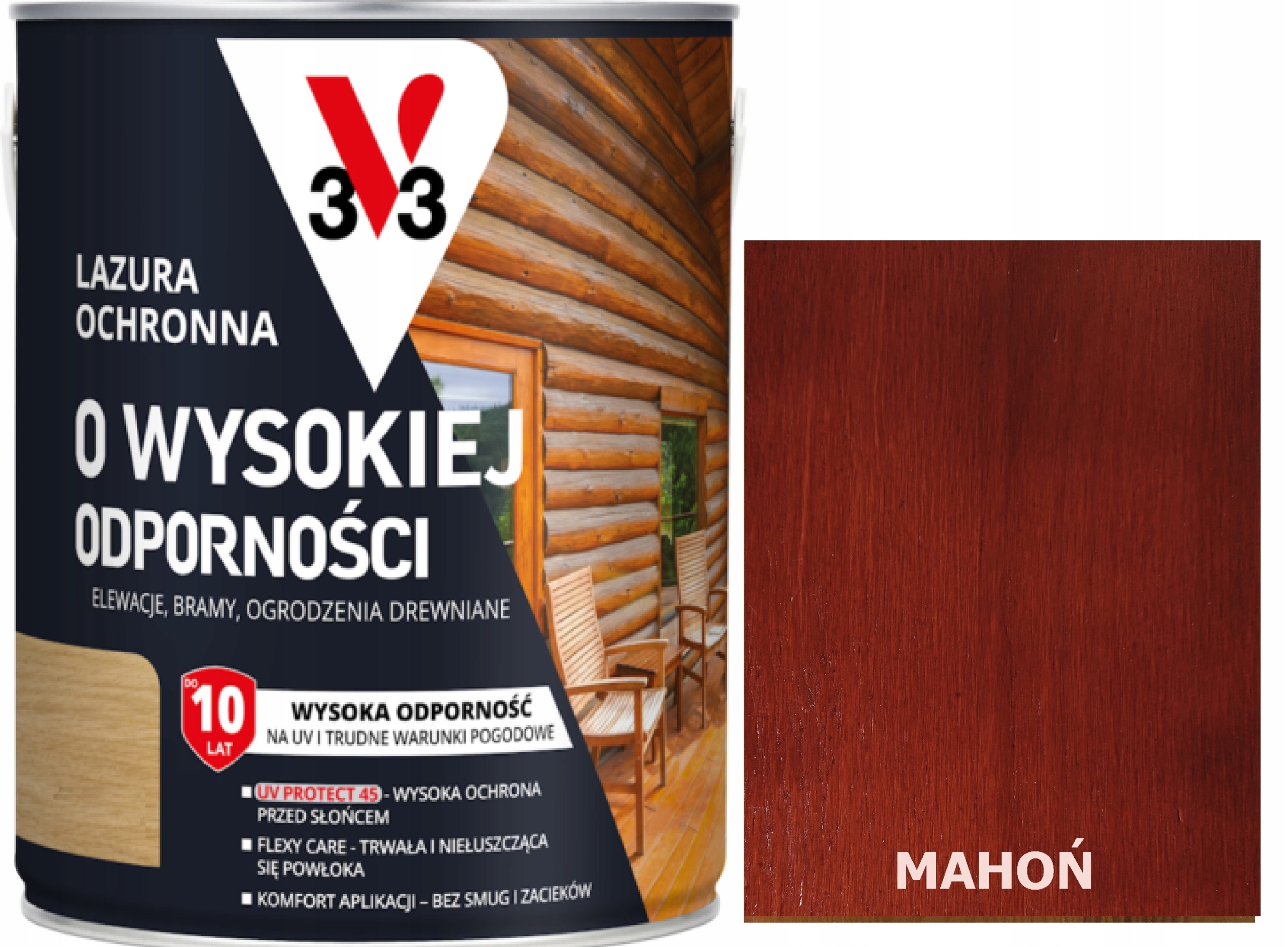 Lazúra V33 Vysoká Odolnosť Poľský Klíma 10 rokov Mahagón 5L