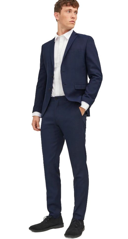 Jack&jones Pánský Oblek Tmavě Modrý Elegantní S Vlnou 48 6_A