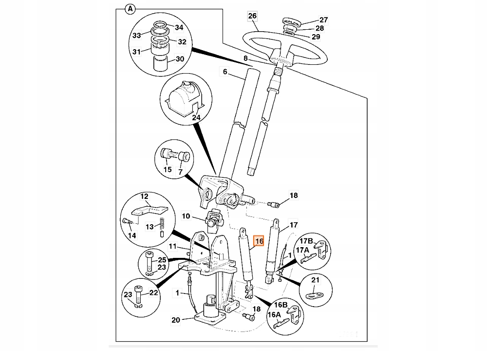 ГАЗОВЫЙ ПРИВОД РУЛЕВОЙ КОЛОНКИ JLJ0091 JCB