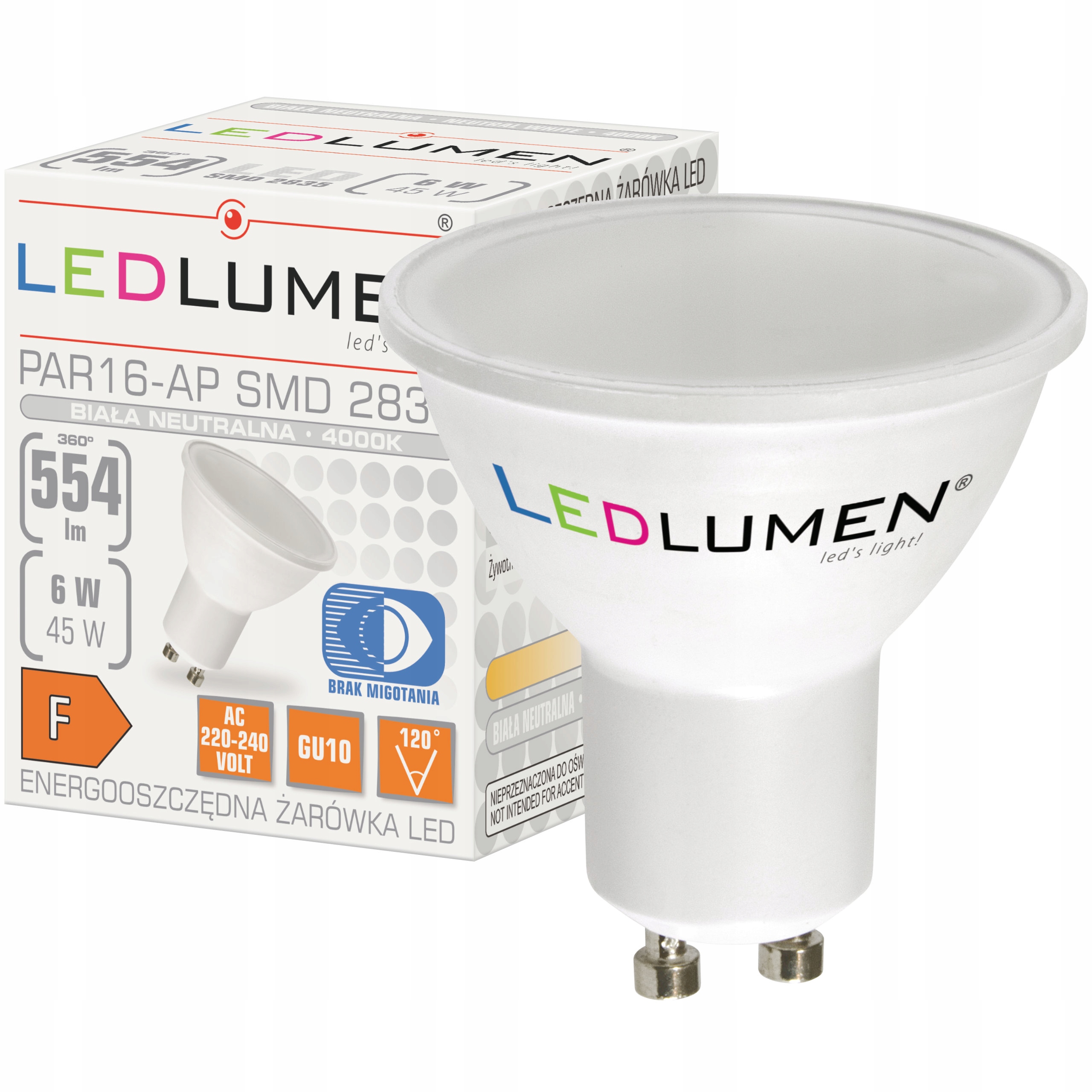 

Żarówka Led GU10 PAR16 6W=45W Smd 554lm Neutralna