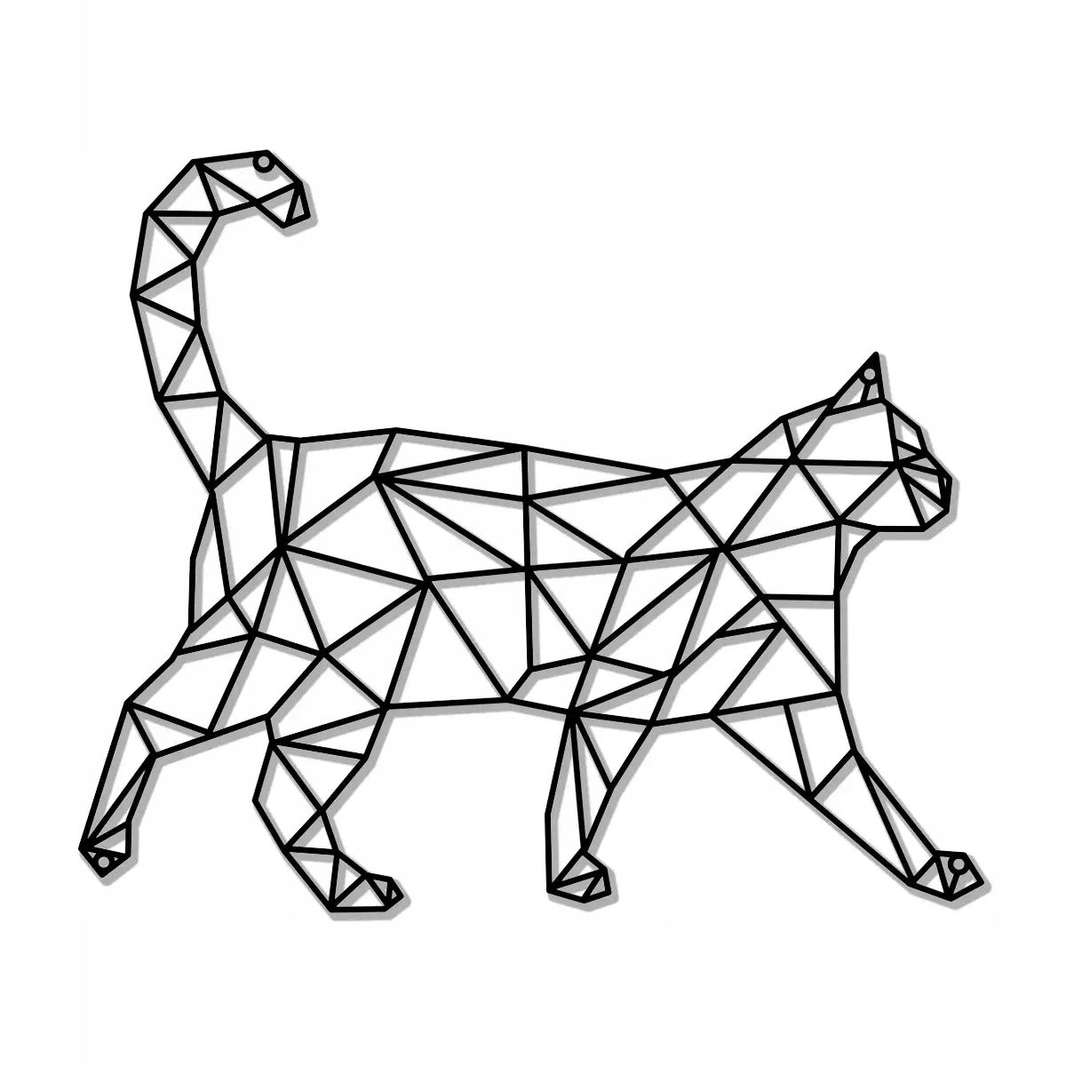 Kovový Oceľový Dekor, Geometrický Obraz Mačky