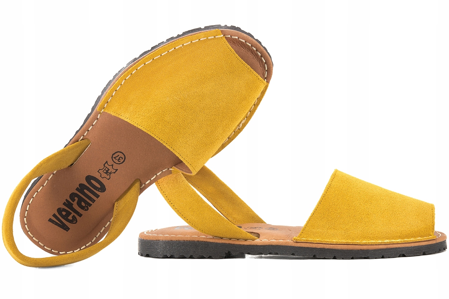 Verano 2202 Dámské Sandály Španělské Kůže Semiš medové