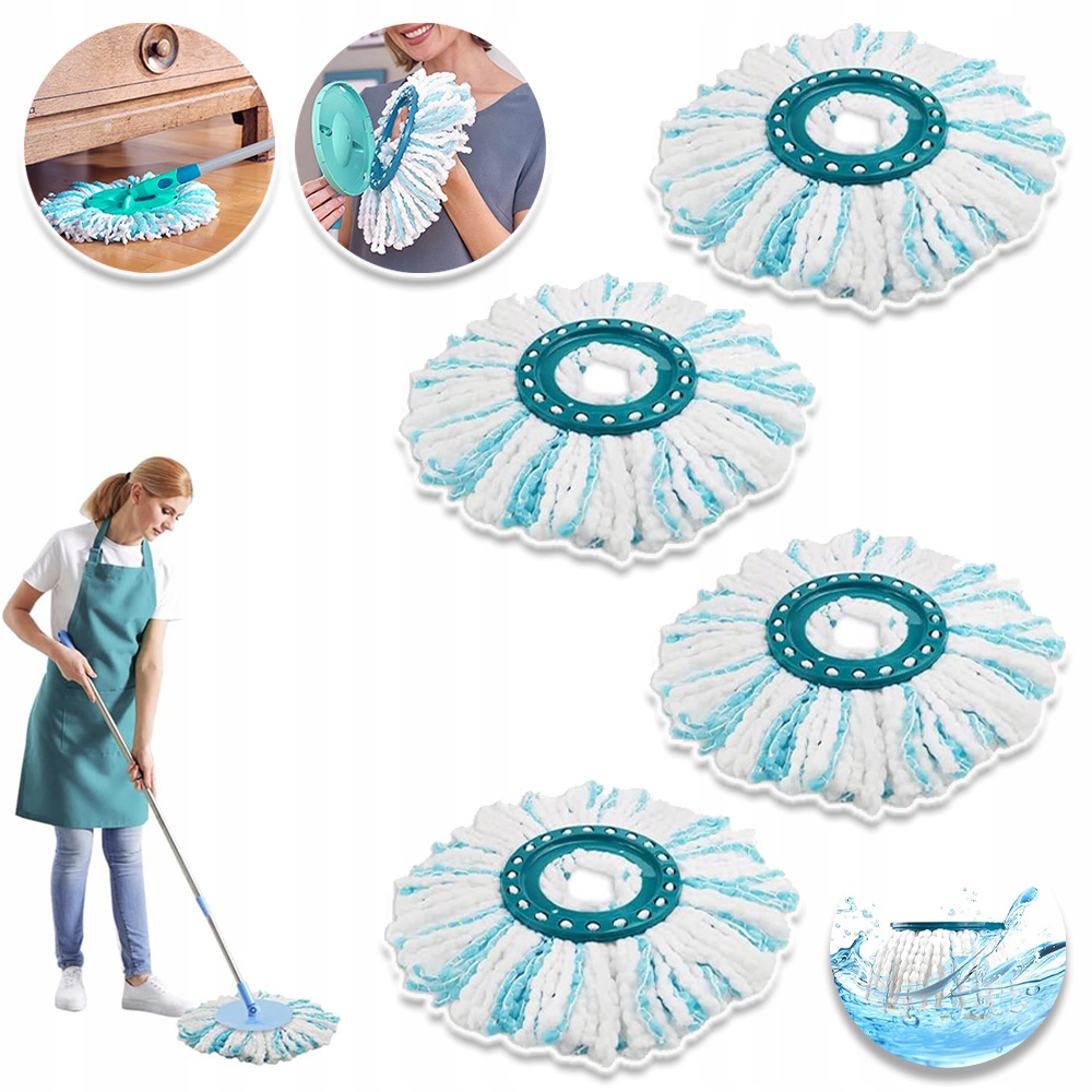 Levně 4X Náhradní Hlavice Otočného Kulatý Mikrovlákna Pro Leifheit Clean Twist