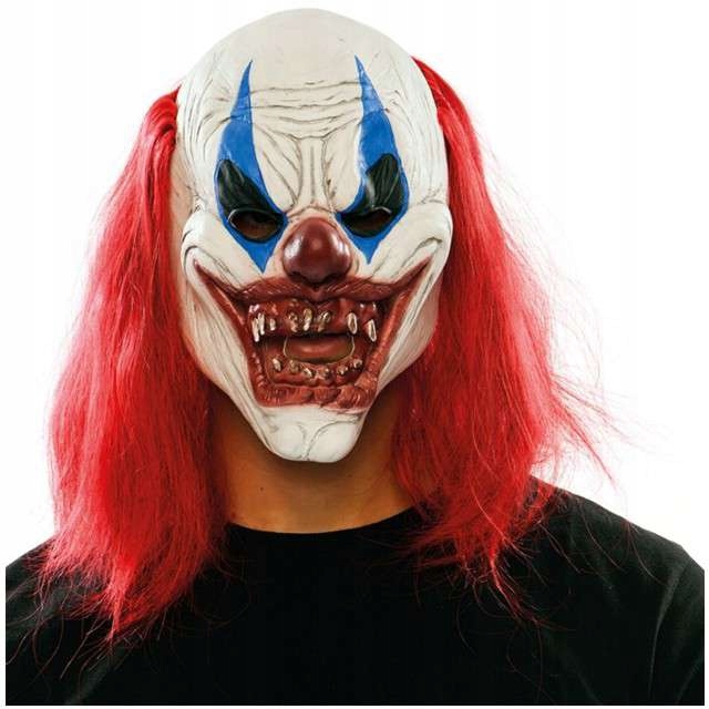 MASKA lateksowa KLAUN zabójca MORDERCA halloween CYRKOWIEC PSYCHOPATA