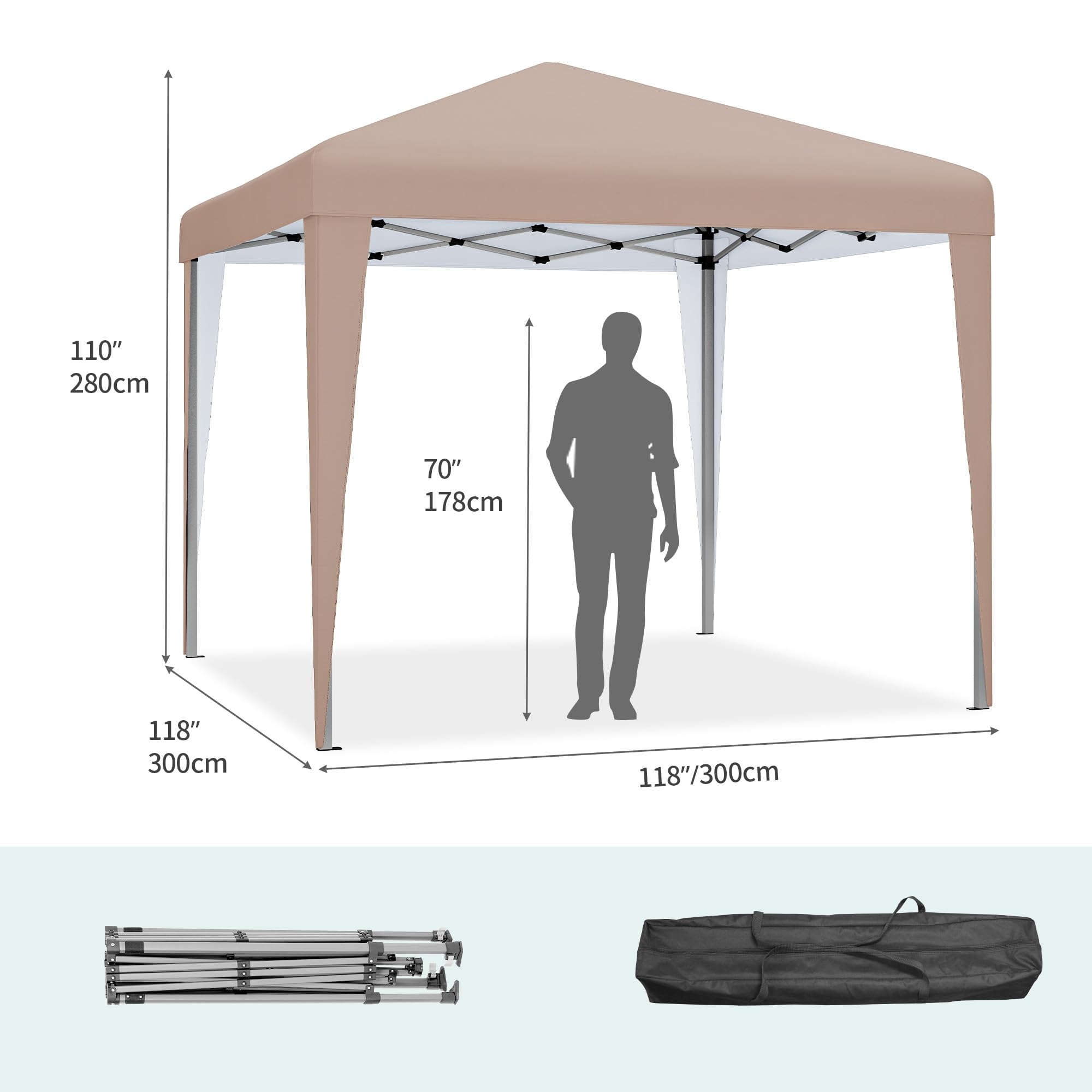YITAHOME Namiot Ogrodowy 3x3m Wodoodporny UV Ochrona z Torbą Khaki — miniatura 6