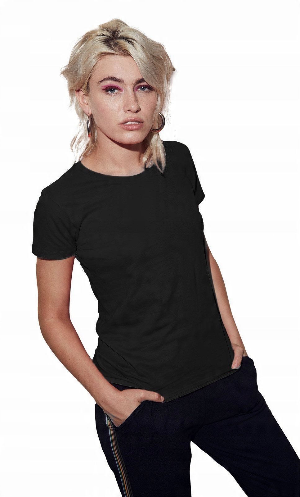 

Damski Tshirt koszulka czarna dopasowana Iconi L