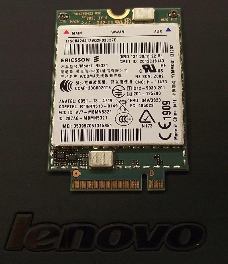 N5321gw Modem WWAN X250 X240 T440 T450 T540 W540 Producent Ericsson