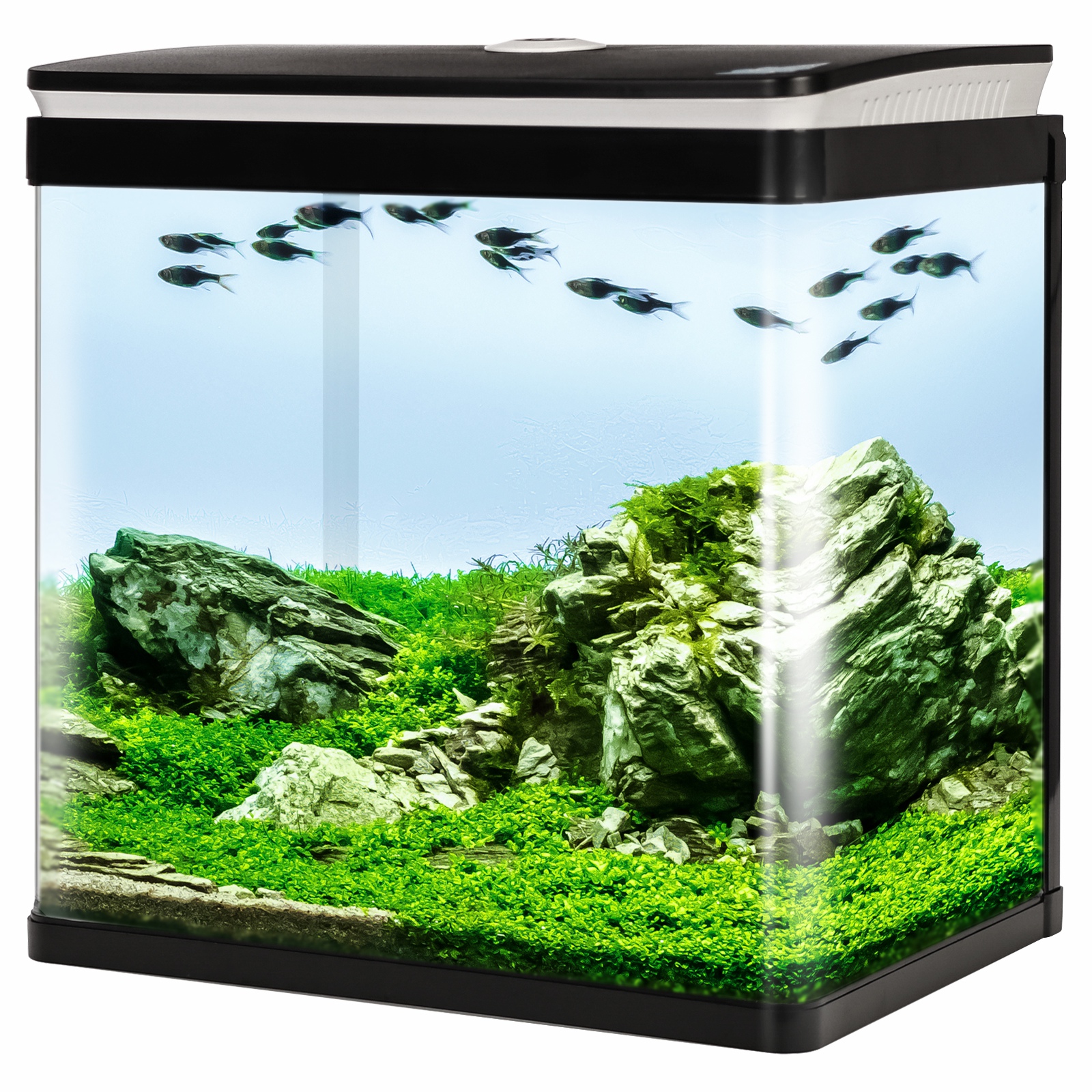 Akvárium S Příslušenstvím Sada Černá Lampa Filtr Sunsun HGR-380 29L