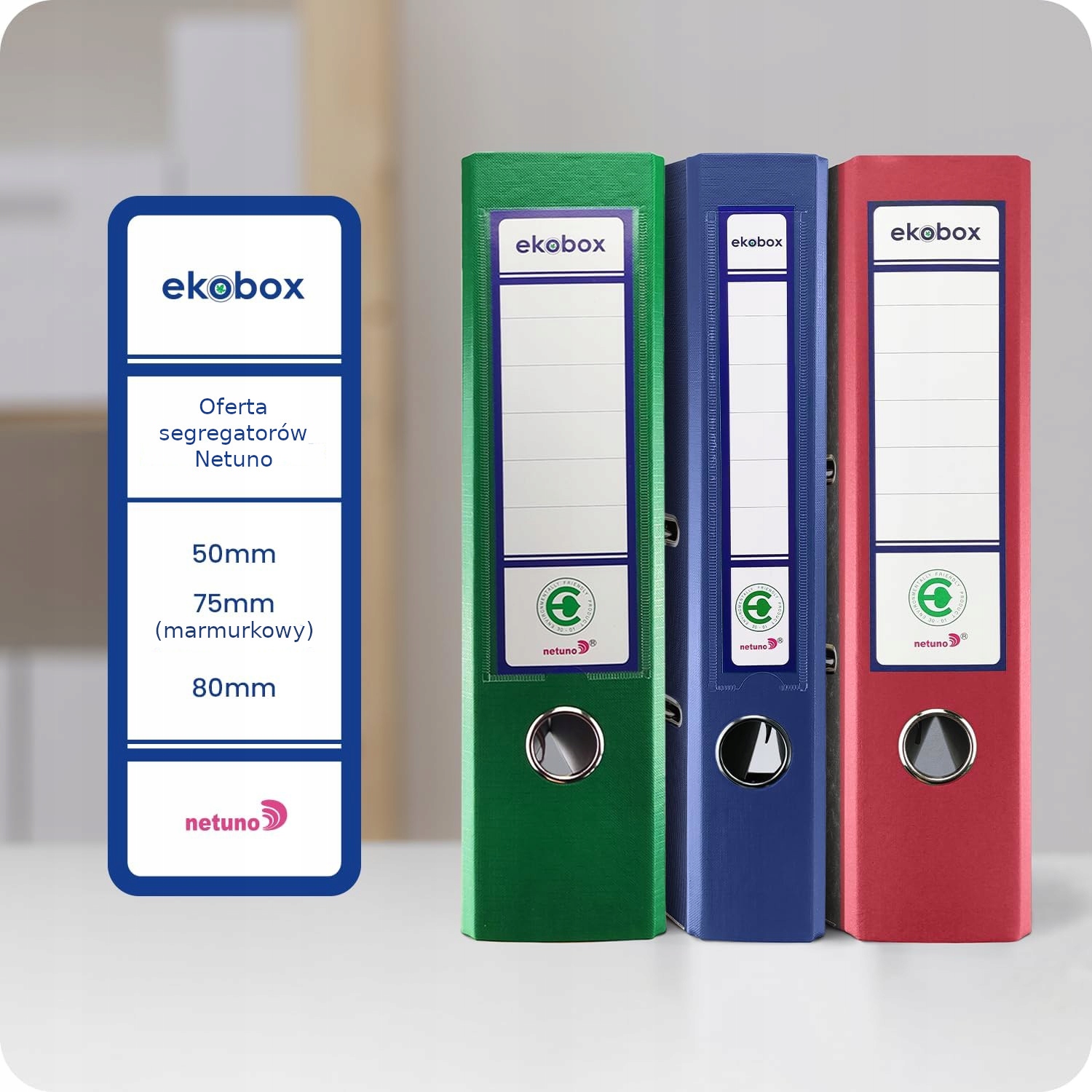 Segregator biurowy szeroki 75mm dźwigniowy A4 marmurek czarny EKOBOX Format A4