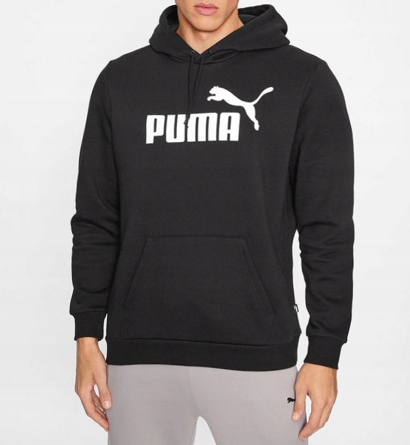 3337 Bluza Męska Puma Kangurka Z Kapturem Bawełna Sportowa Czarna 2XL