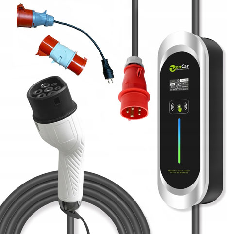 Nabíječka New Zencar 22 kW, délka 650 cm adaptér 230 V adaptér 32/16 A