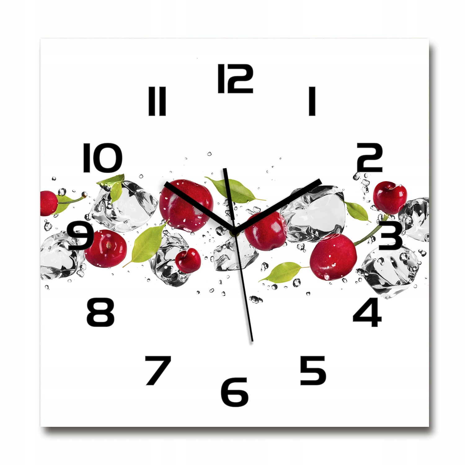 

Duży zegar szklany do salonu Wiśnie i woda 60x60cm