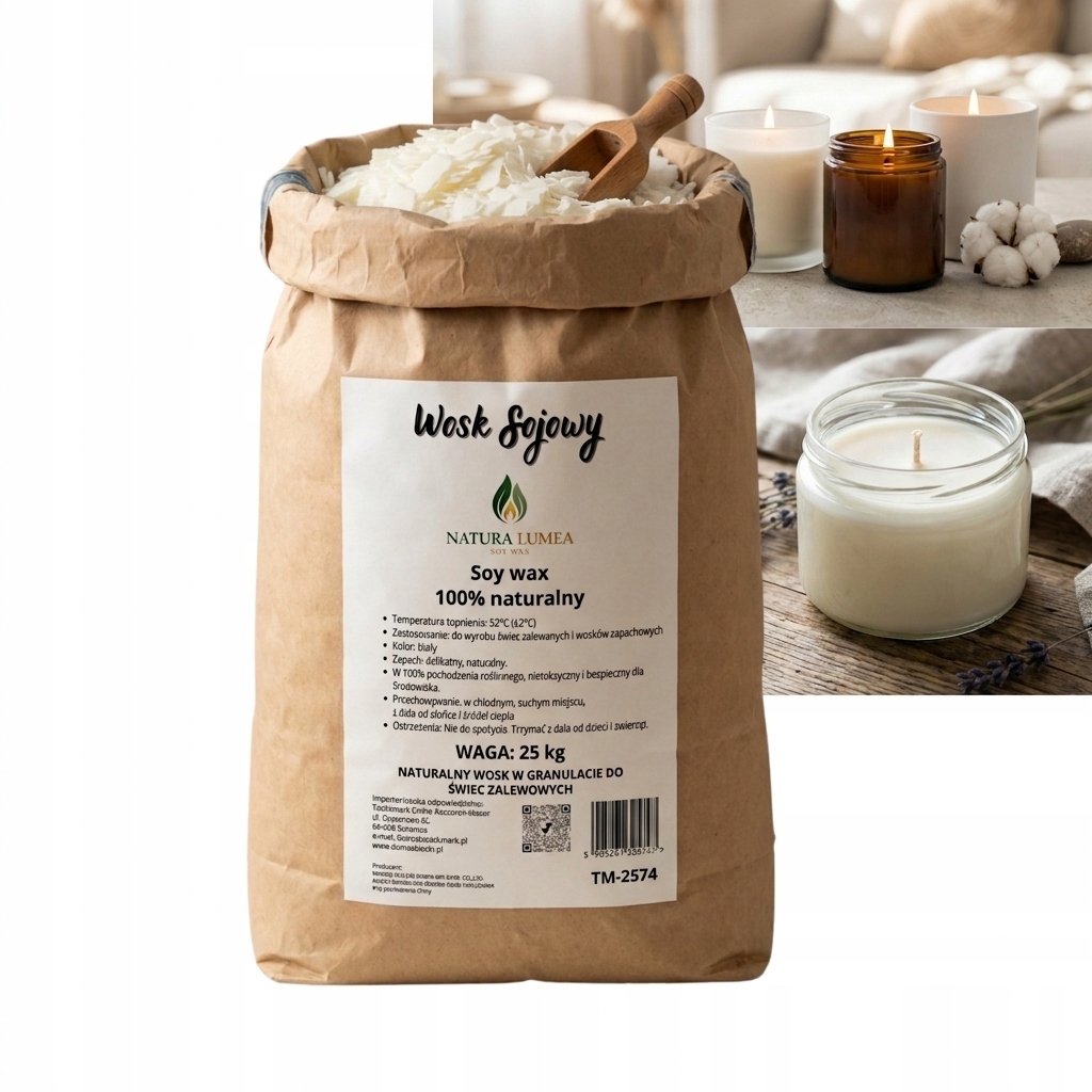 Vosk přírodní sójový 25 kg bílý, jemné hobliny pro zálivkové svíčky 52C