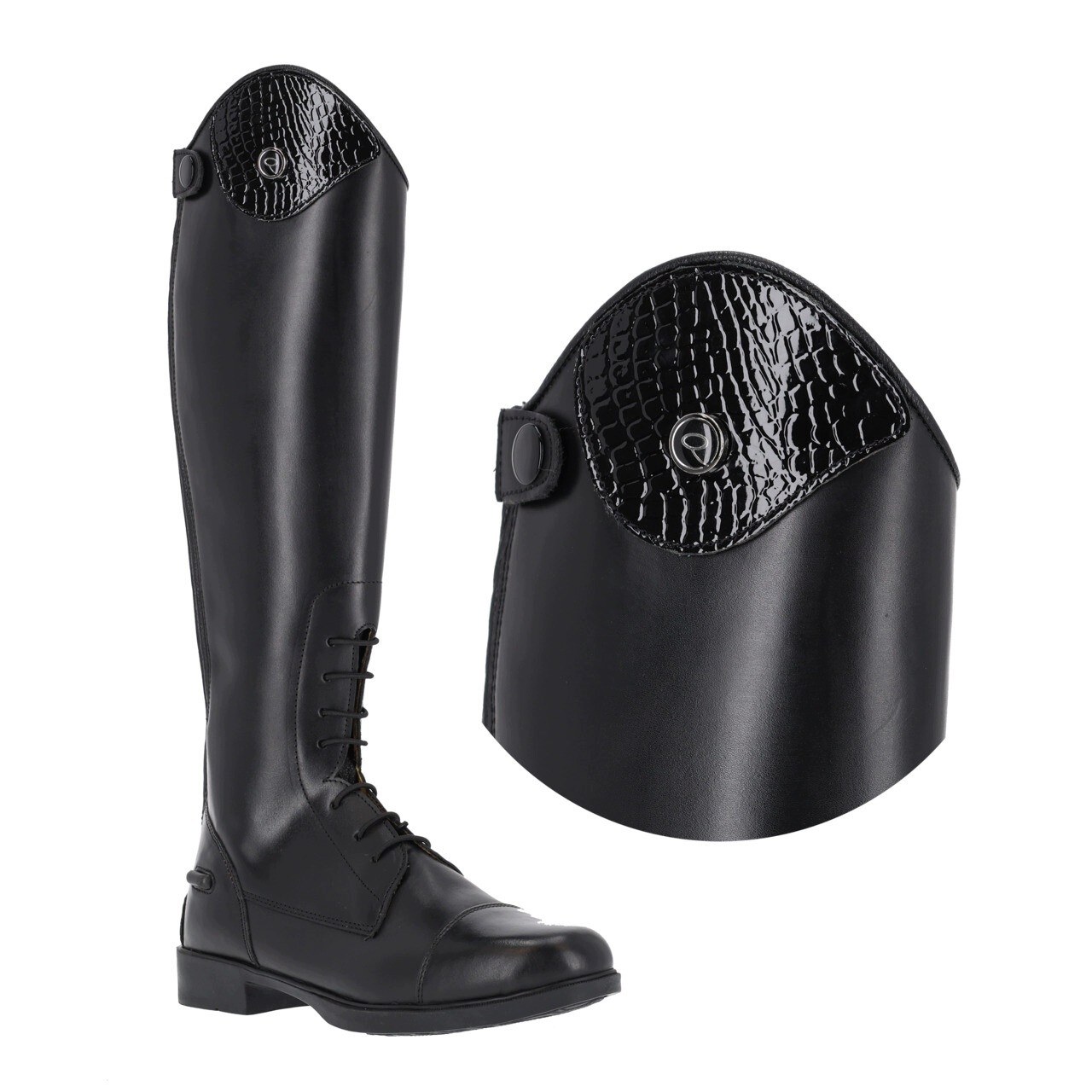 Ozdoba do oficerek Romy dopinana na rzep Croco black do rozmiaru 35-37