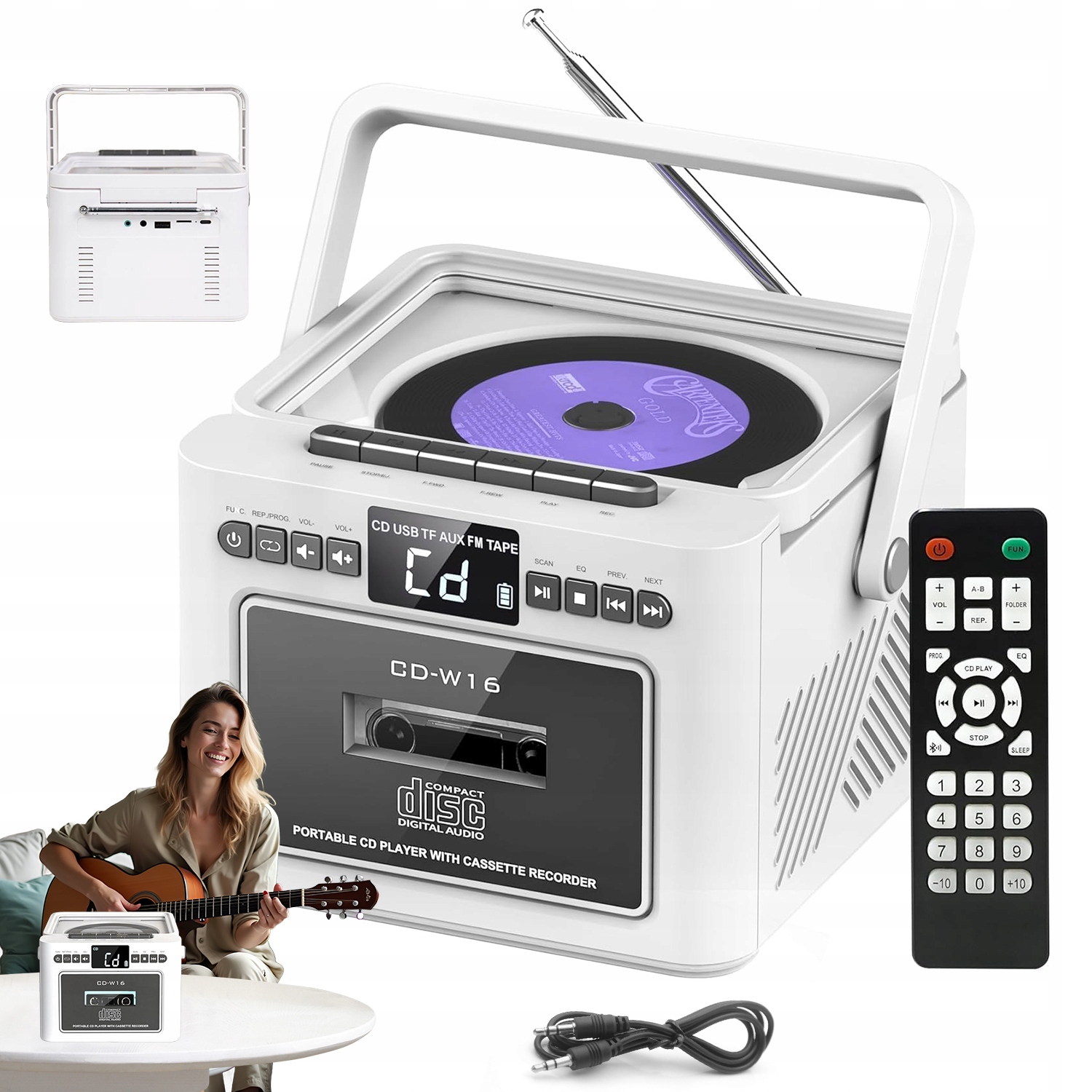 Rádio S CD Deskou A Kazetou, Přenosný Reproduktor Bluetooth S LCD Obrazovkou A Dálkovým Ovládáním