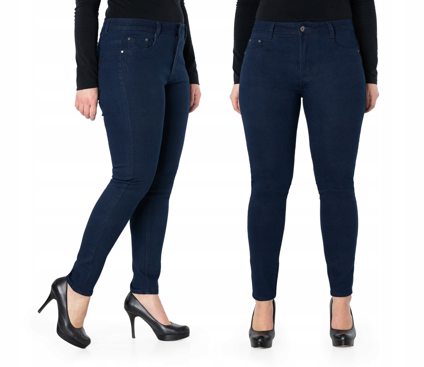 

Duże Granatowe Spodnie Rurki Jeans Damskie 3357 50
