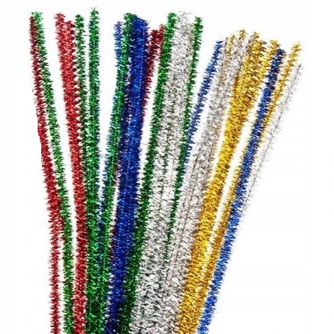druciki pluszowe giętkie  6mm dł 30cm 40szt. mix kolorów brokatowych   DP-6372 — 2